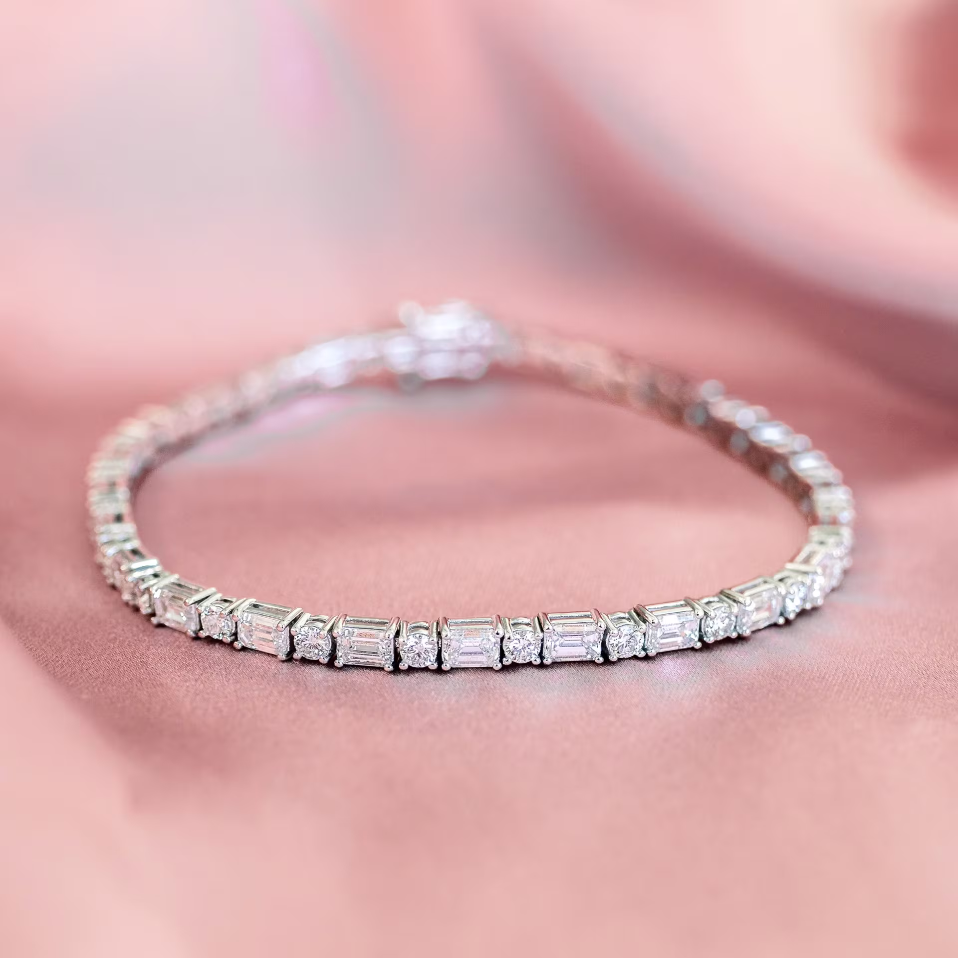 18k white gold 5.5 ct tennis bracelet with round and emerald cut laboratory grown diamonds ada diamonds design ad265