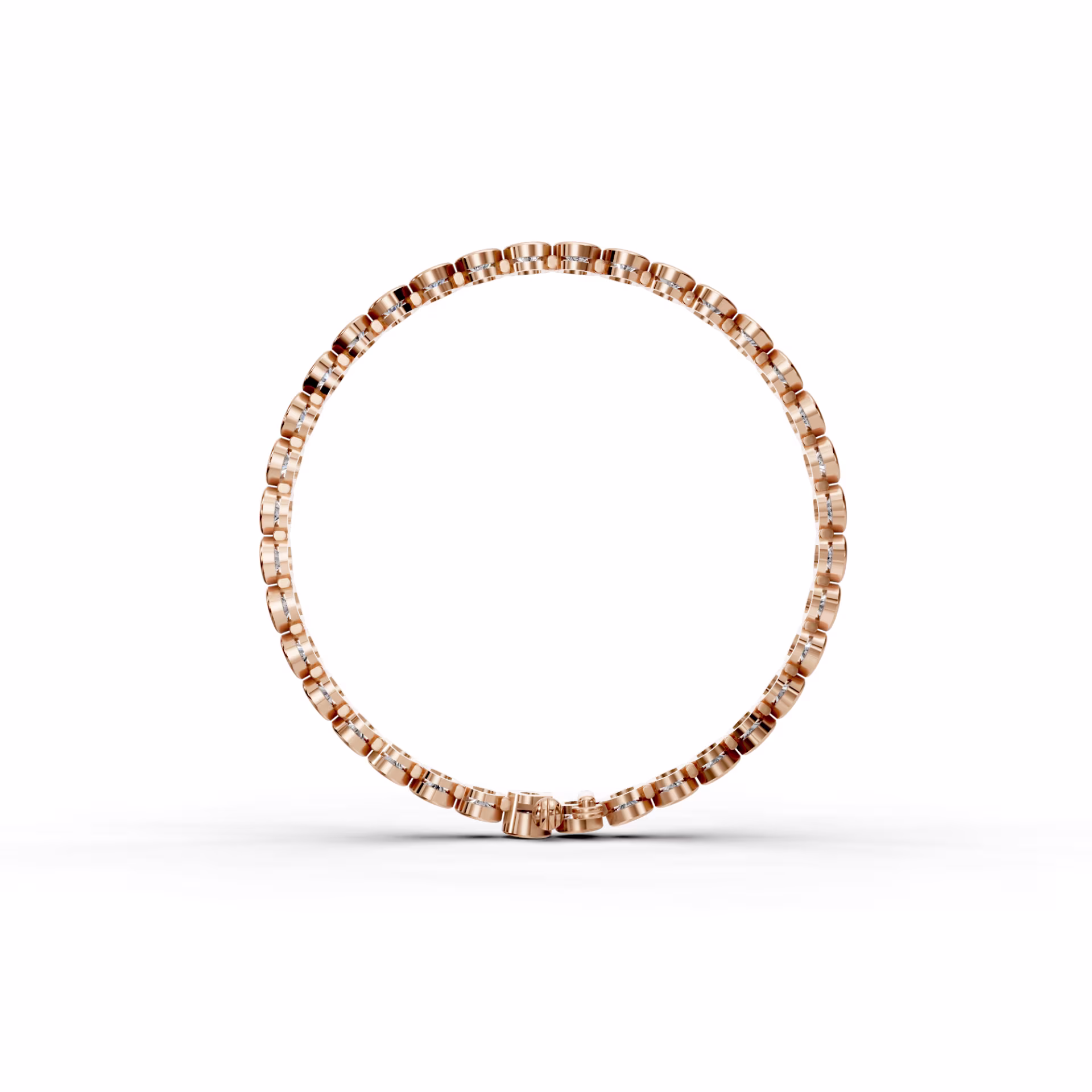 6.0 Carat Round Brilliant Lab Diamonds set in Rose Gold 6ctw Round Diamond Bezel Tennis Bracelet | Elegant & Timeless in 14k Rose Gold (Profile View)