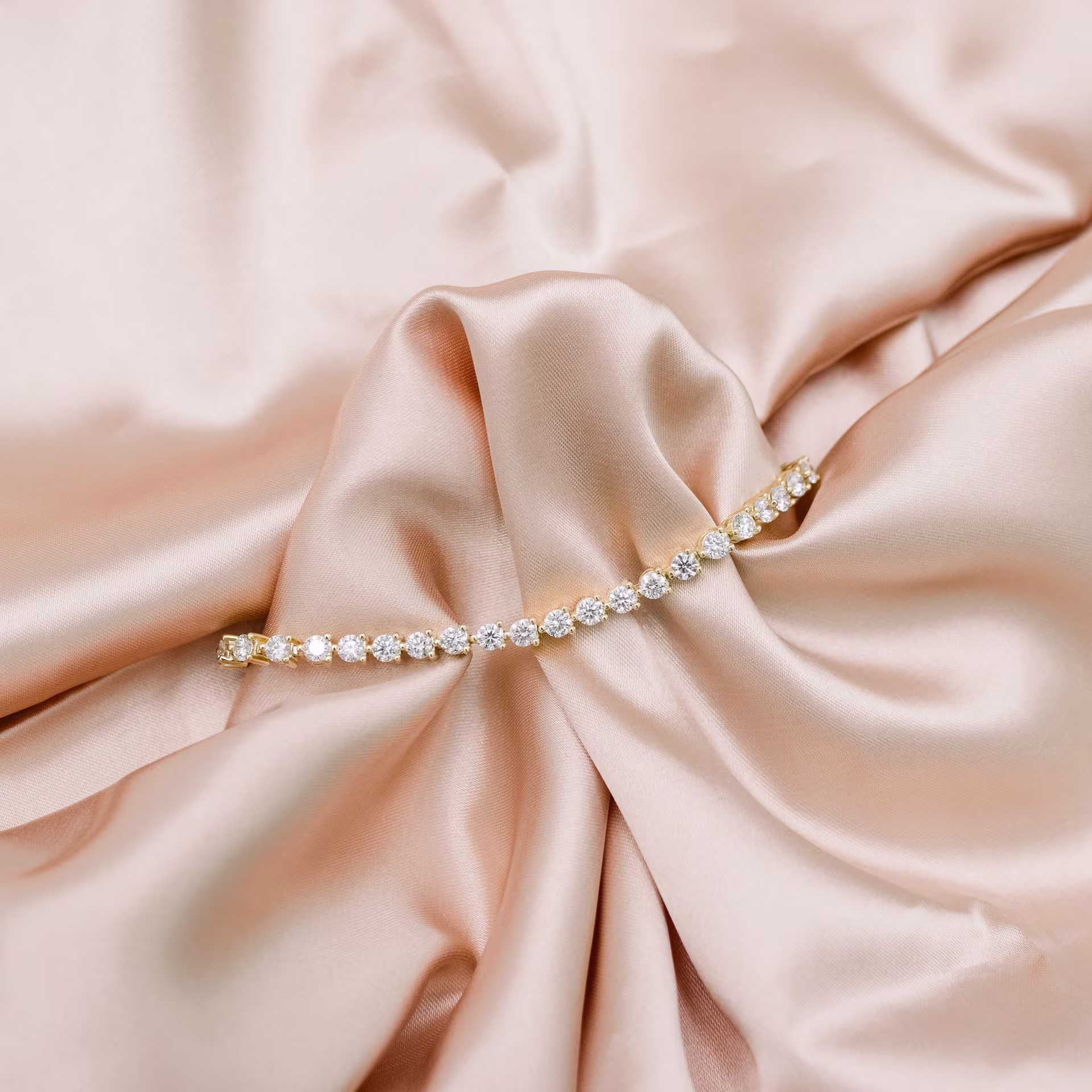 18k yellow gold 6ct round three prong lab diamond tennis bracelet ada diamonds design ad 253 macro