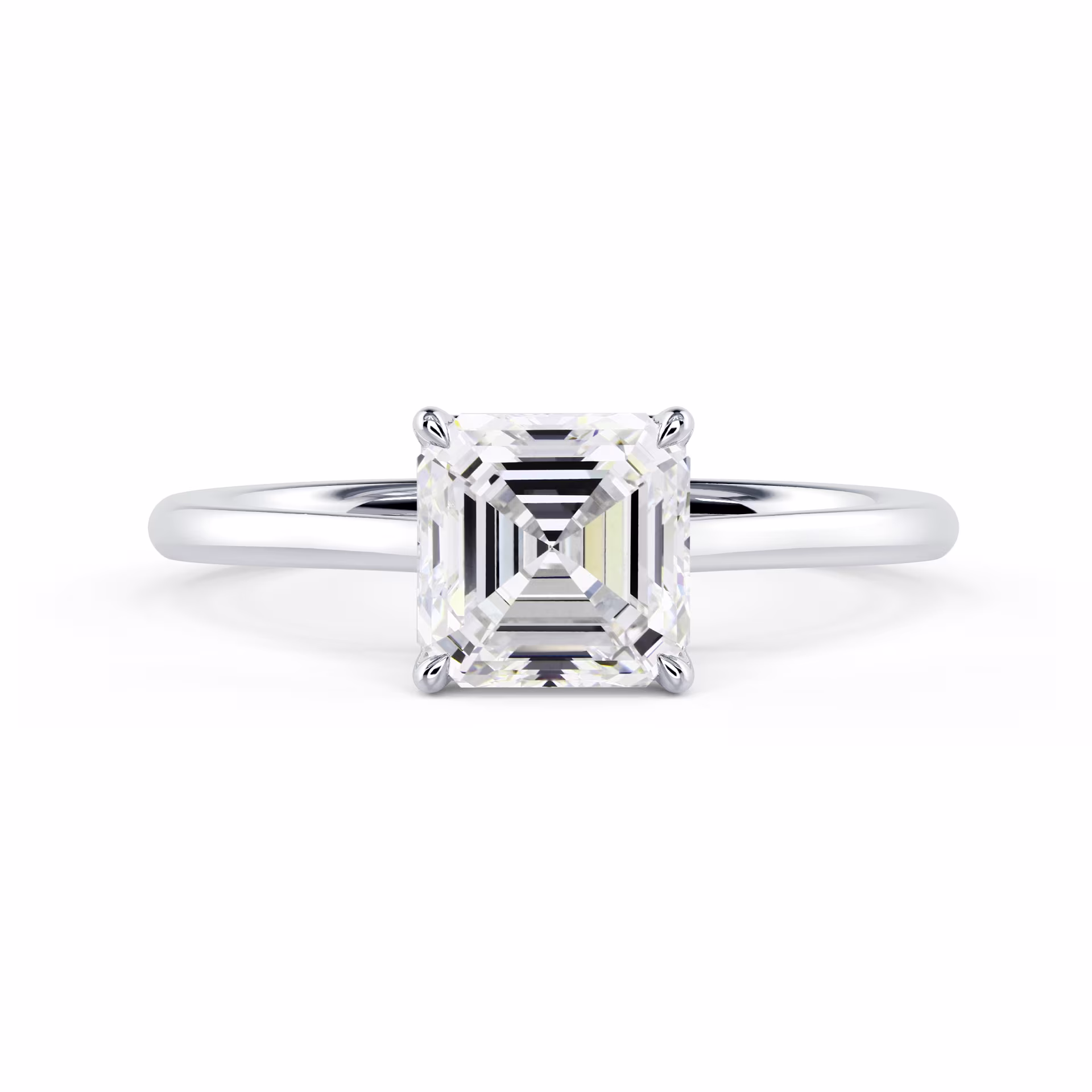 Lab Diamonds Asscher Cathedral Solitaire in White Gold (Main View)