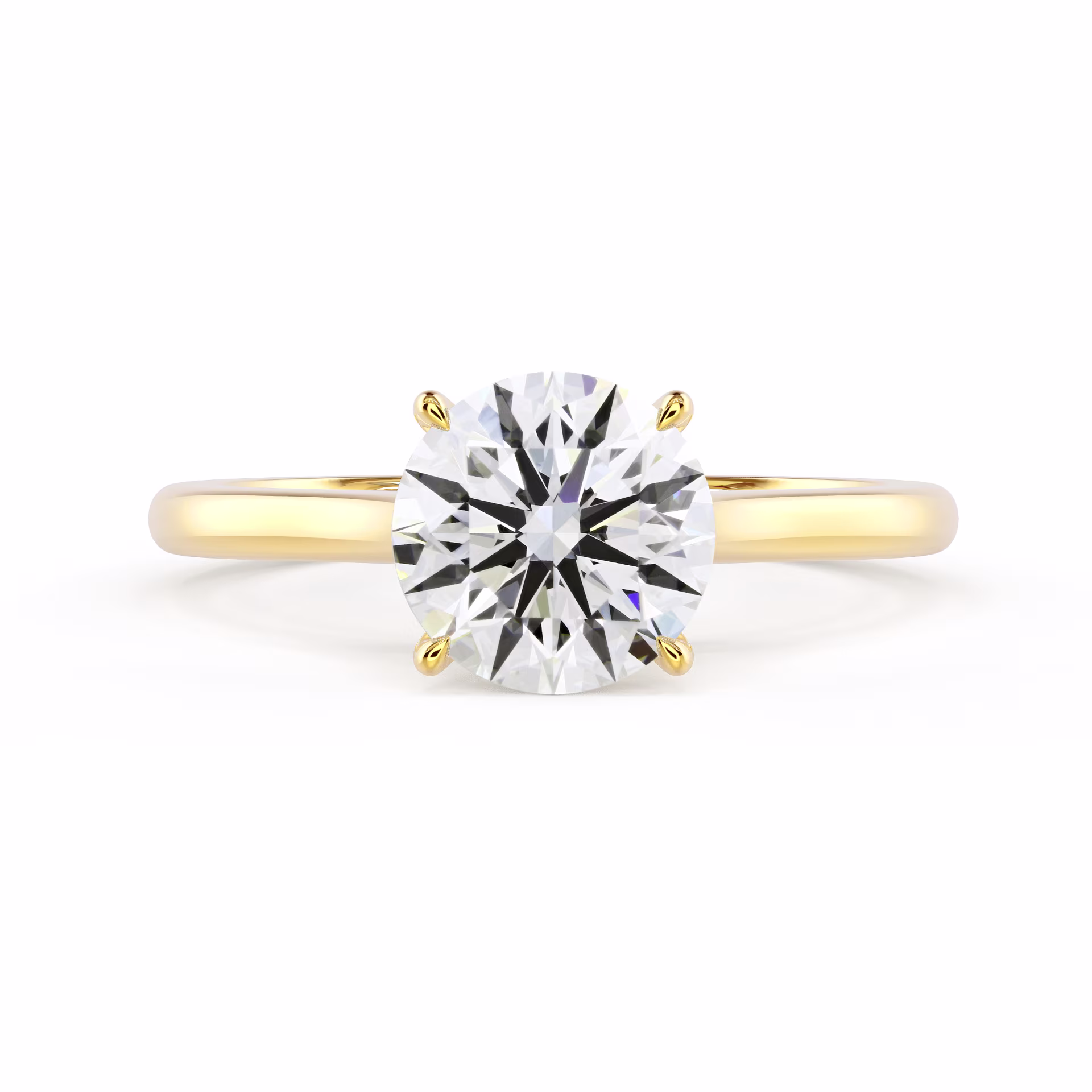 Yellow Gold Round Cathedral Solitaire featuring Lab Diamonds (Main View)