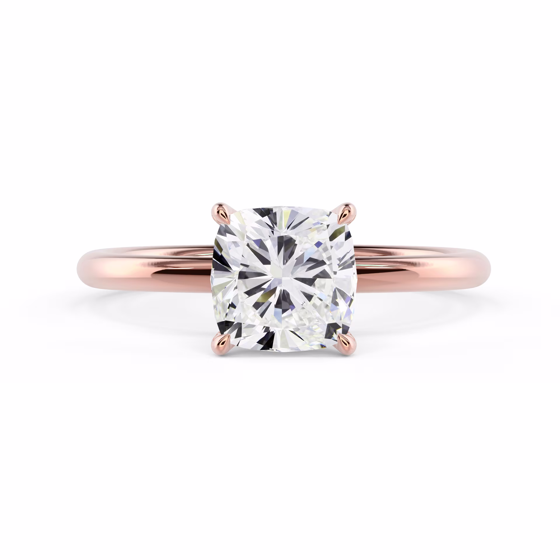 Lab Grown Diamonds set in Rose Gold Cushion Petite Four Prong Solitaire (Main View)