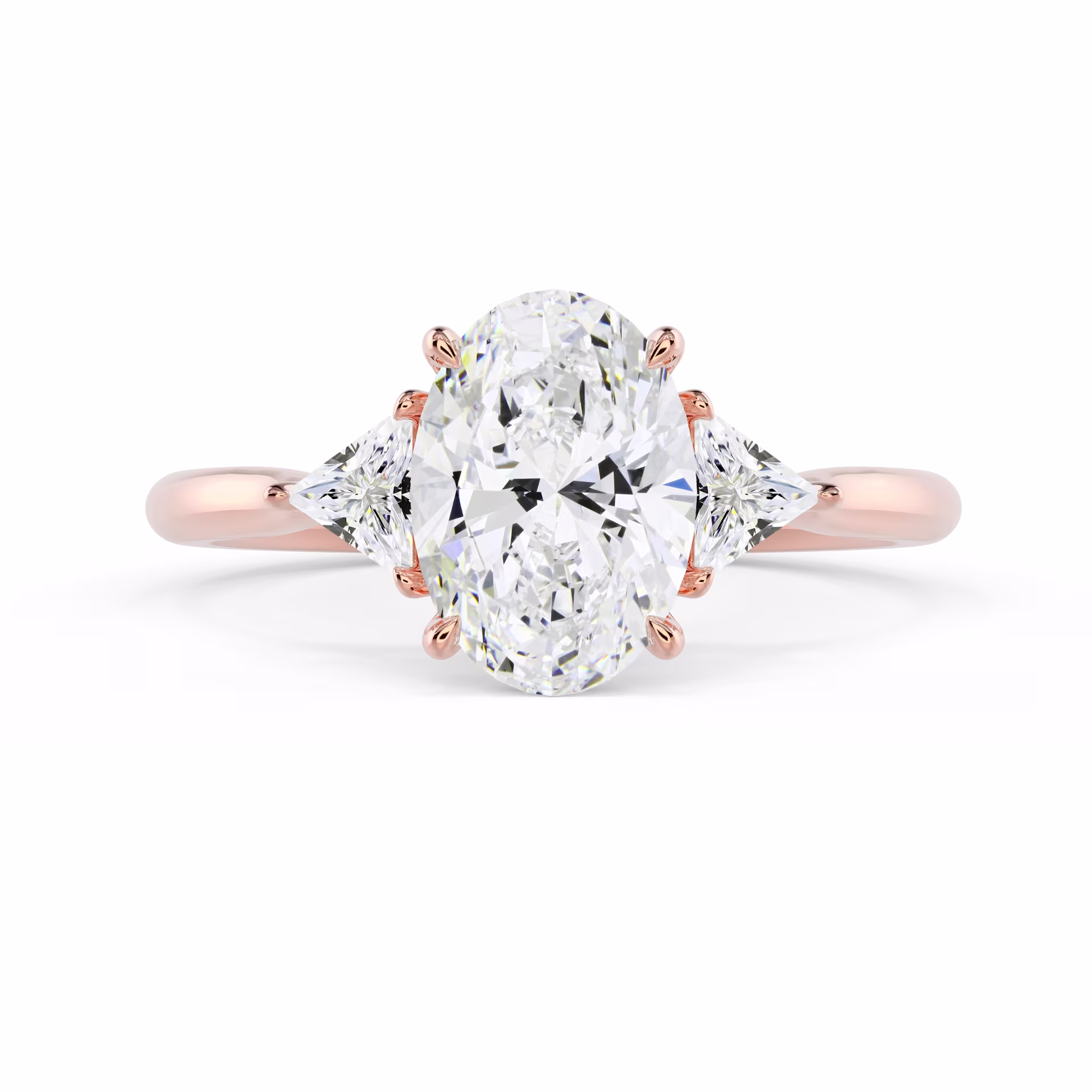 Rose Gold Oval and Trillion Setting featuring High Quality Diamonds (Main View)