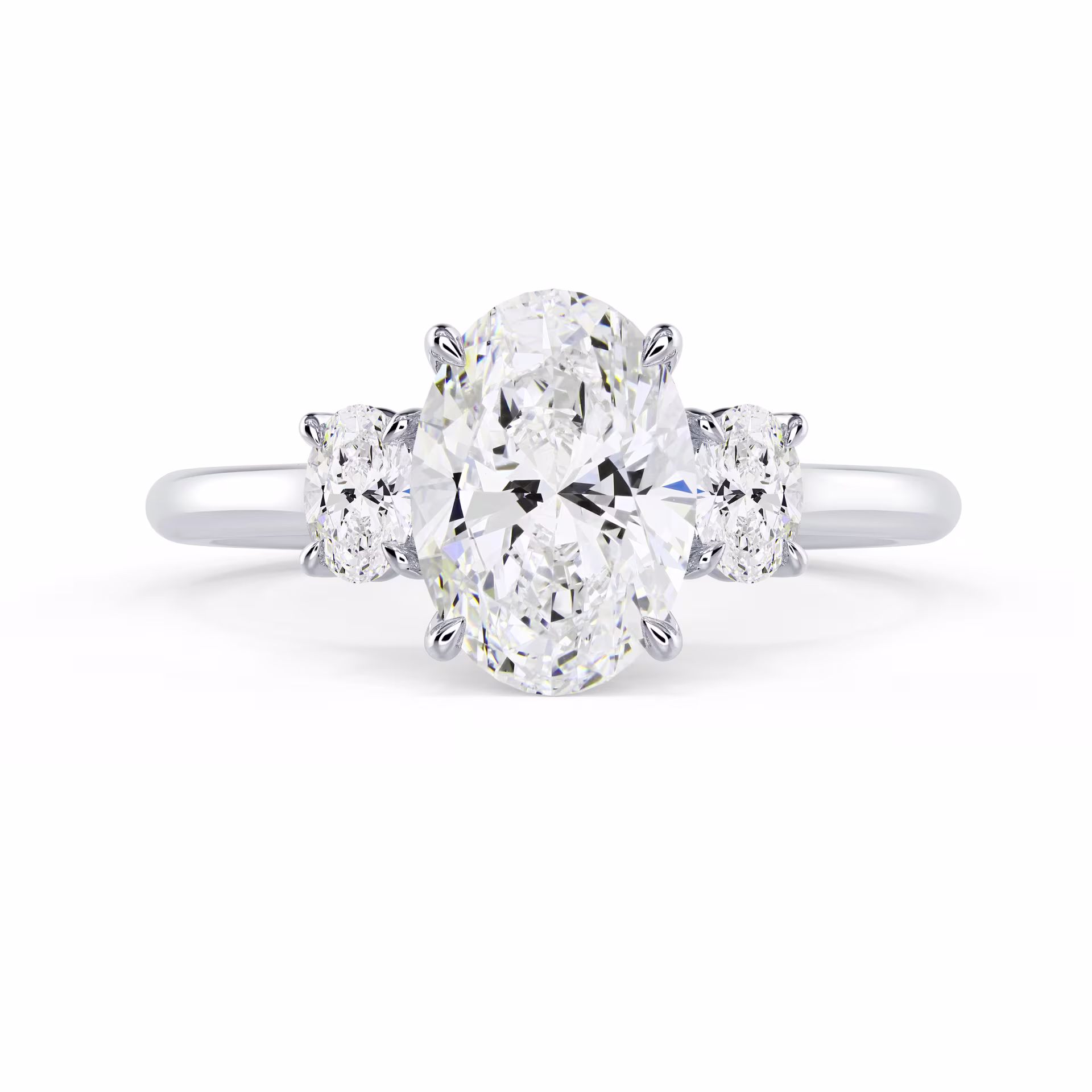 Lab Diamonds Oval Three Stone Setting in White Gold (Main View)