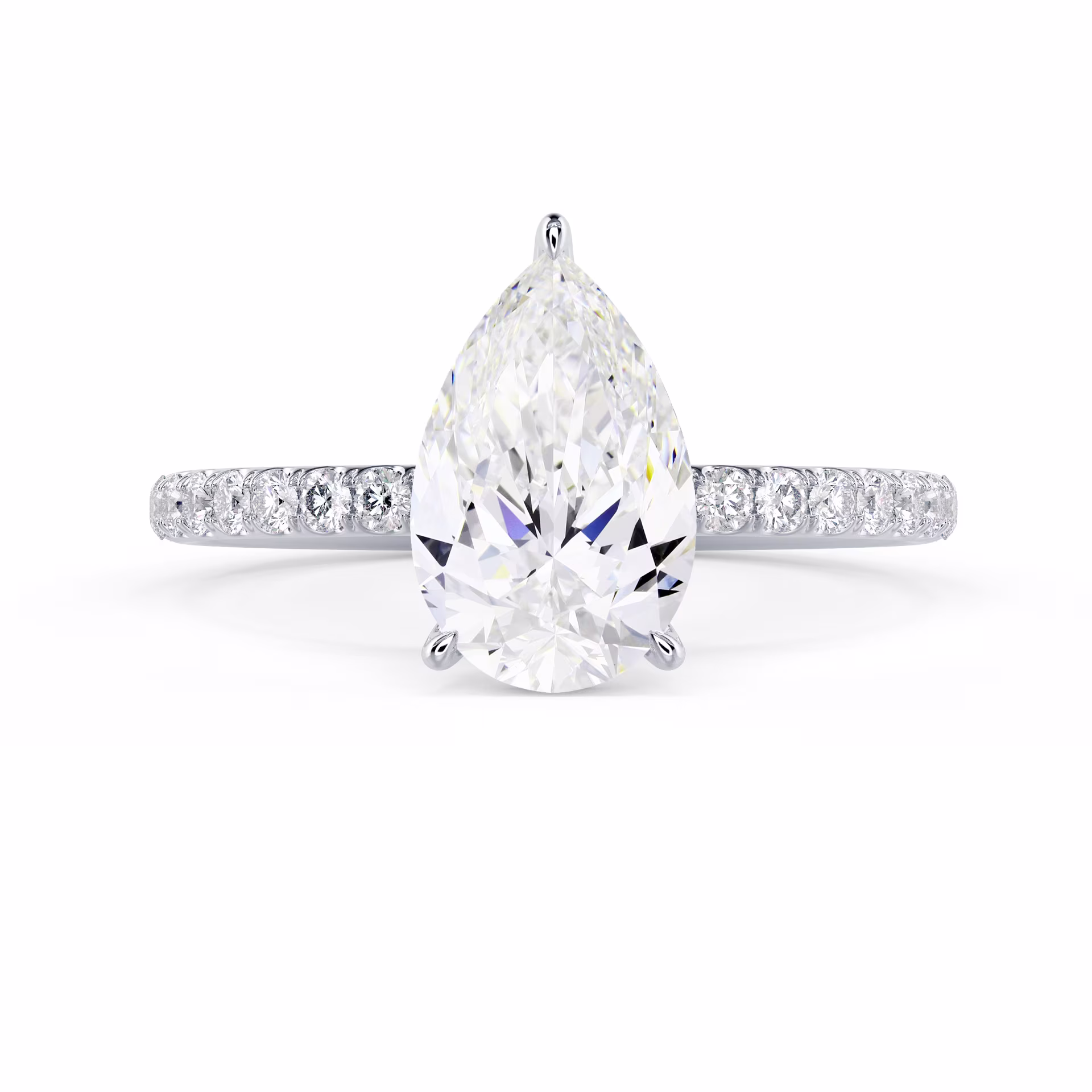 Lab Diamonds Pear Petite Pavé Setting in White Gold (Main View)