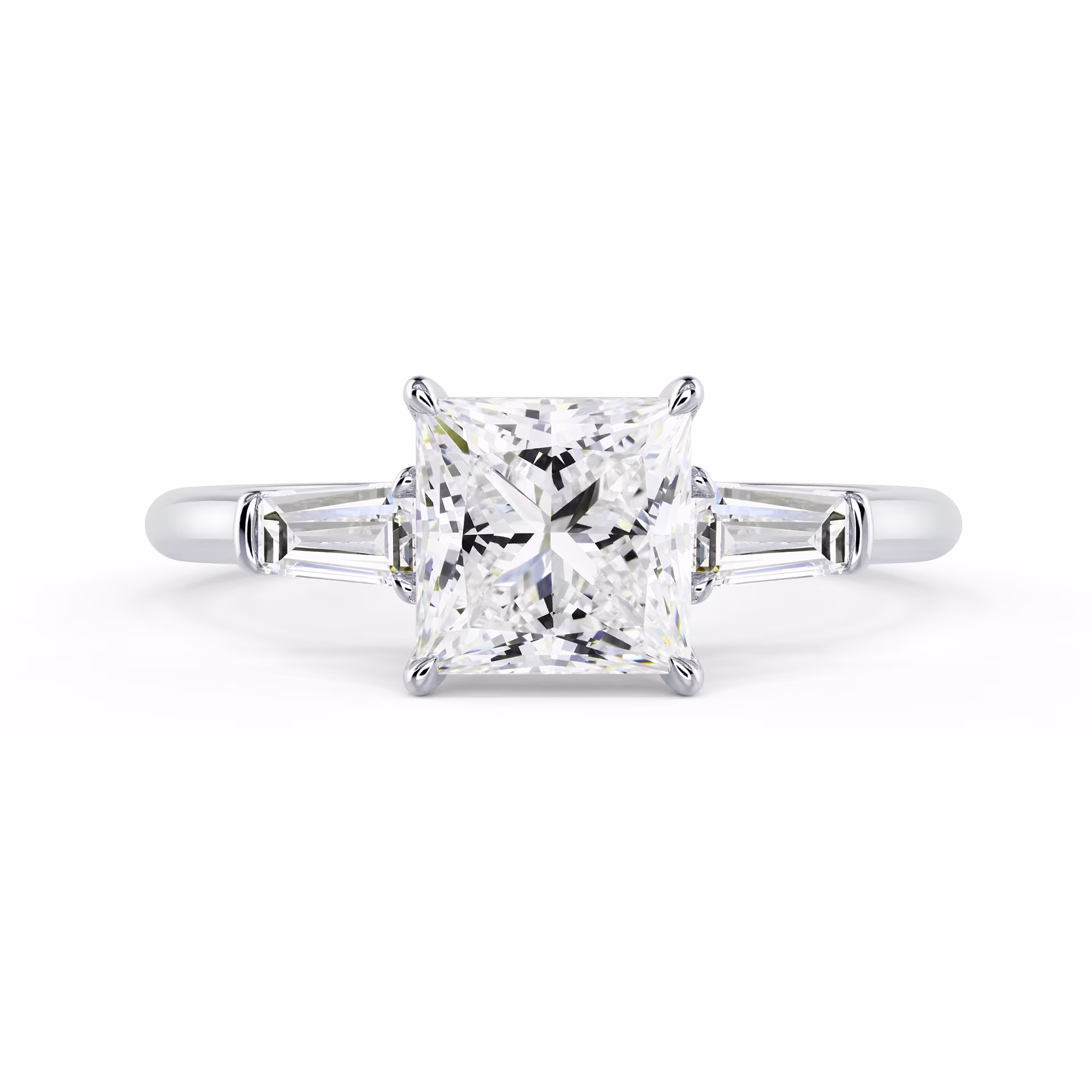 White Gold Princess and Baguette Setting featuring Hand Selected Lab Diamonds (Main View)