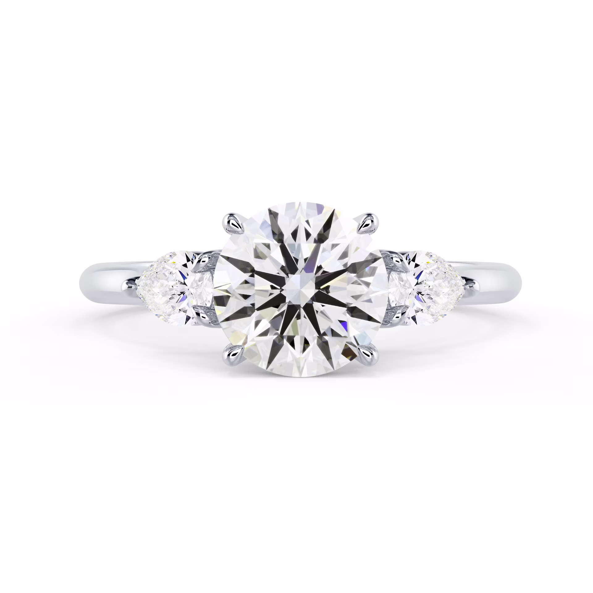 Lab Grown Diamonds set in White Gold Round and Pear Setting (Main View)