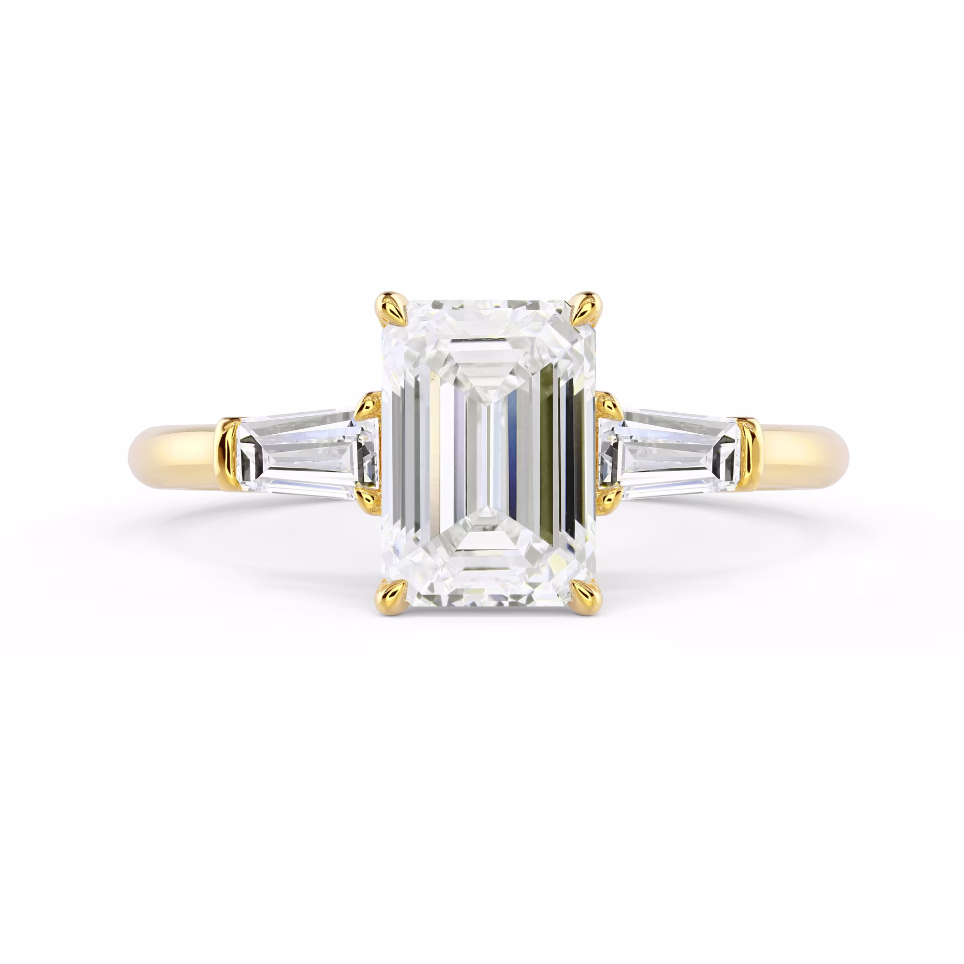 Lab Diamonds Emerald and Baguette Setting in Yellow Gold (Main View)