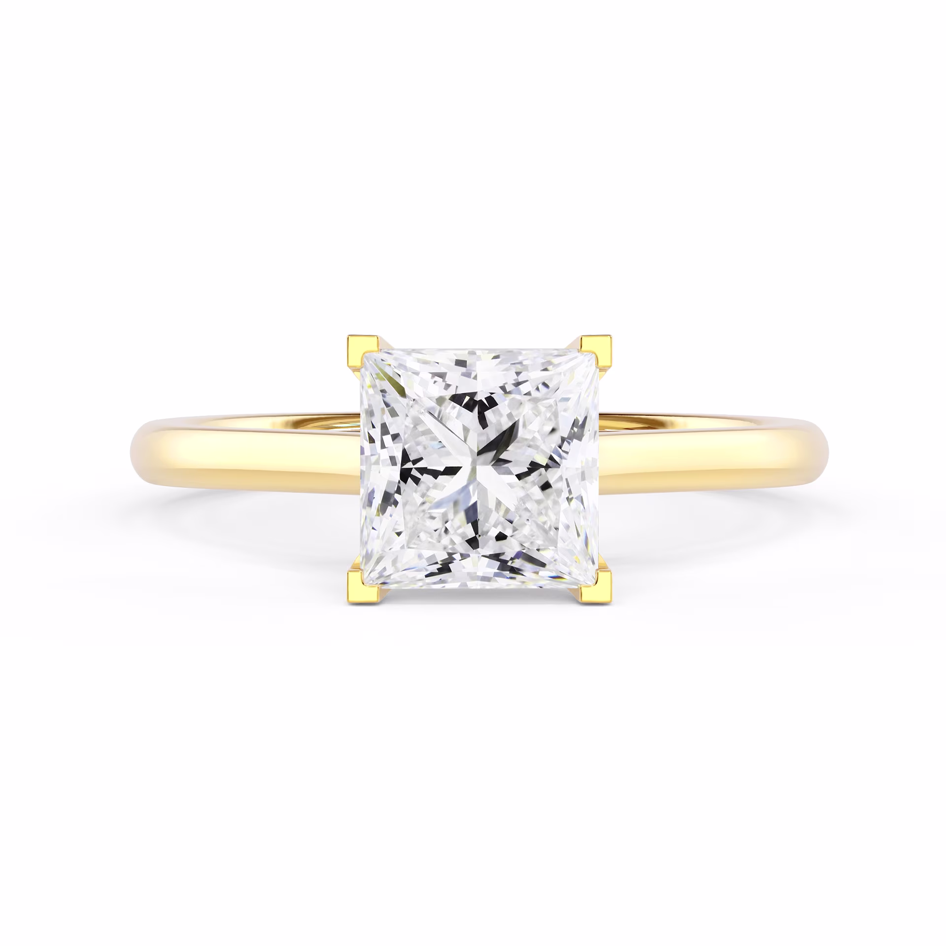 Lab Diamonds set in Yellow Gold Princess Cathedral Solitaire (Main View)