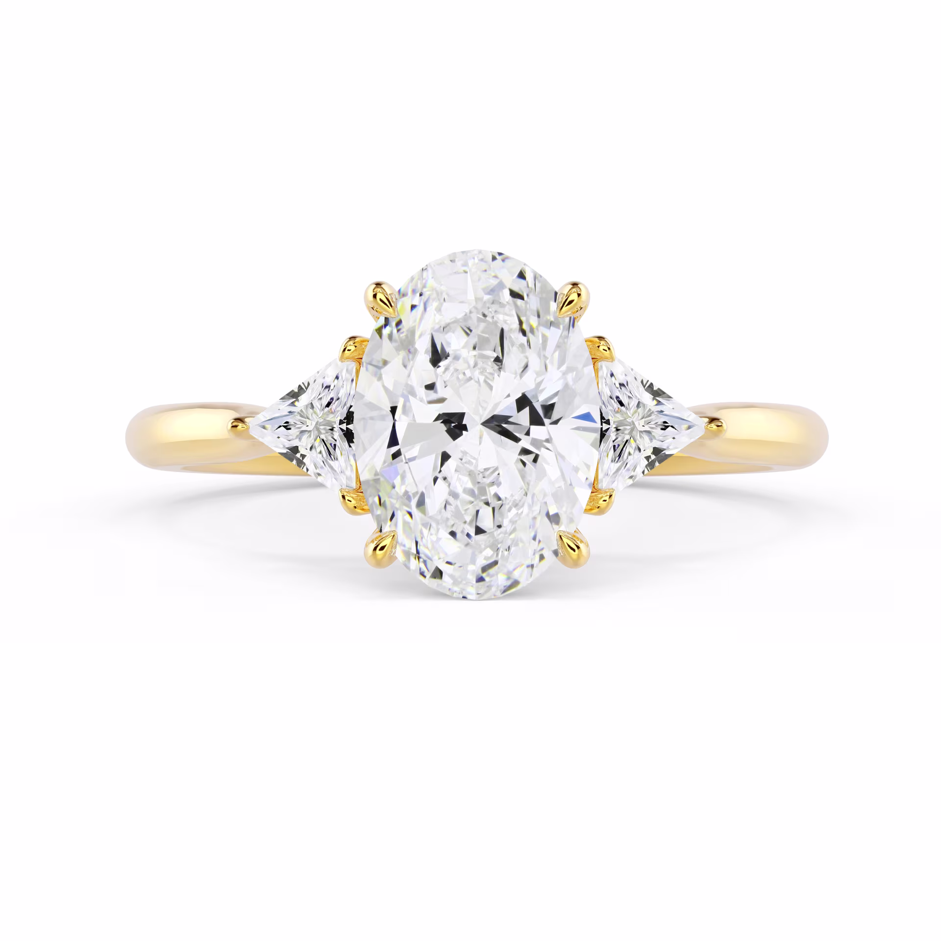 Yellow Gold Oval and Trillion Setting featuring Lab Diamonds (Main View)
