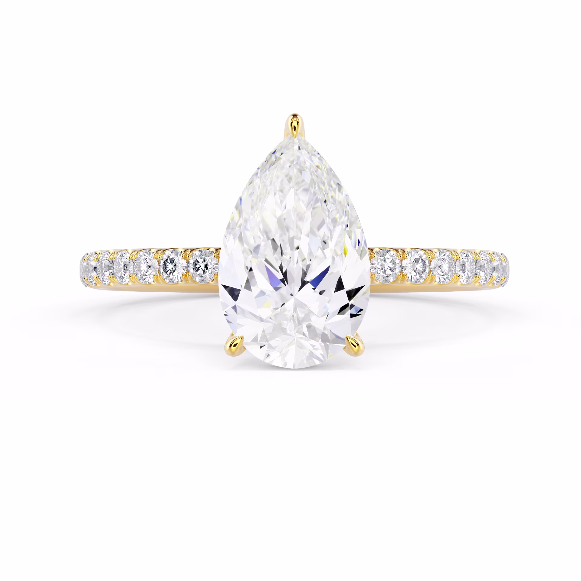 Diamonds set in Yellow Gold Pear Petite Pavé Setting (Main View)
