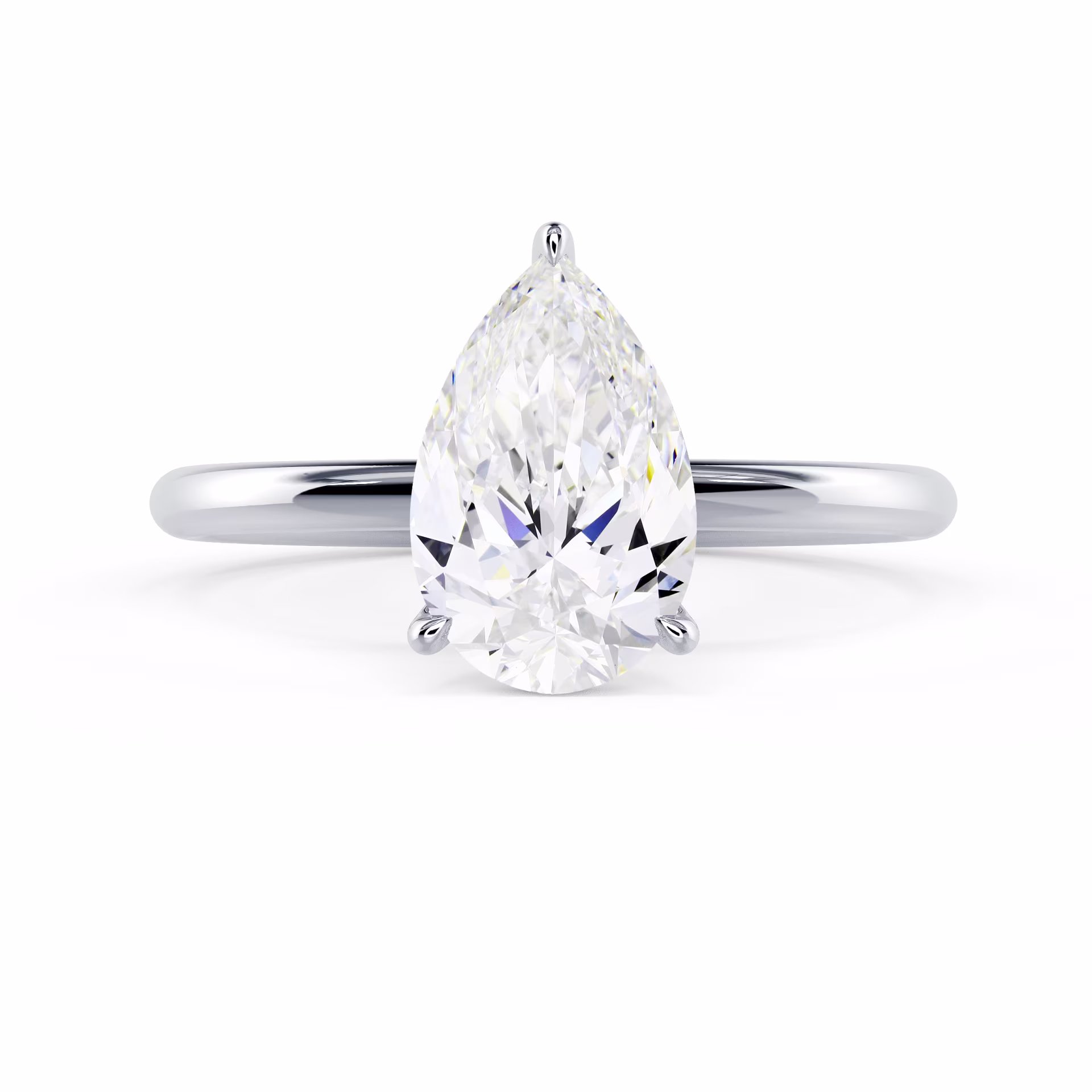 Diamonds Pear Petite Solitaire in White Gold (Main View)