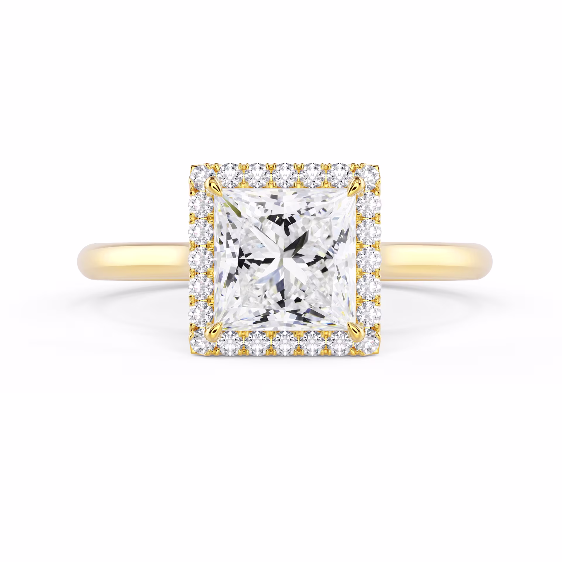 Diamonds Princess Single Halo Diamond Engagement Ring in Yellow Gold (Main View)