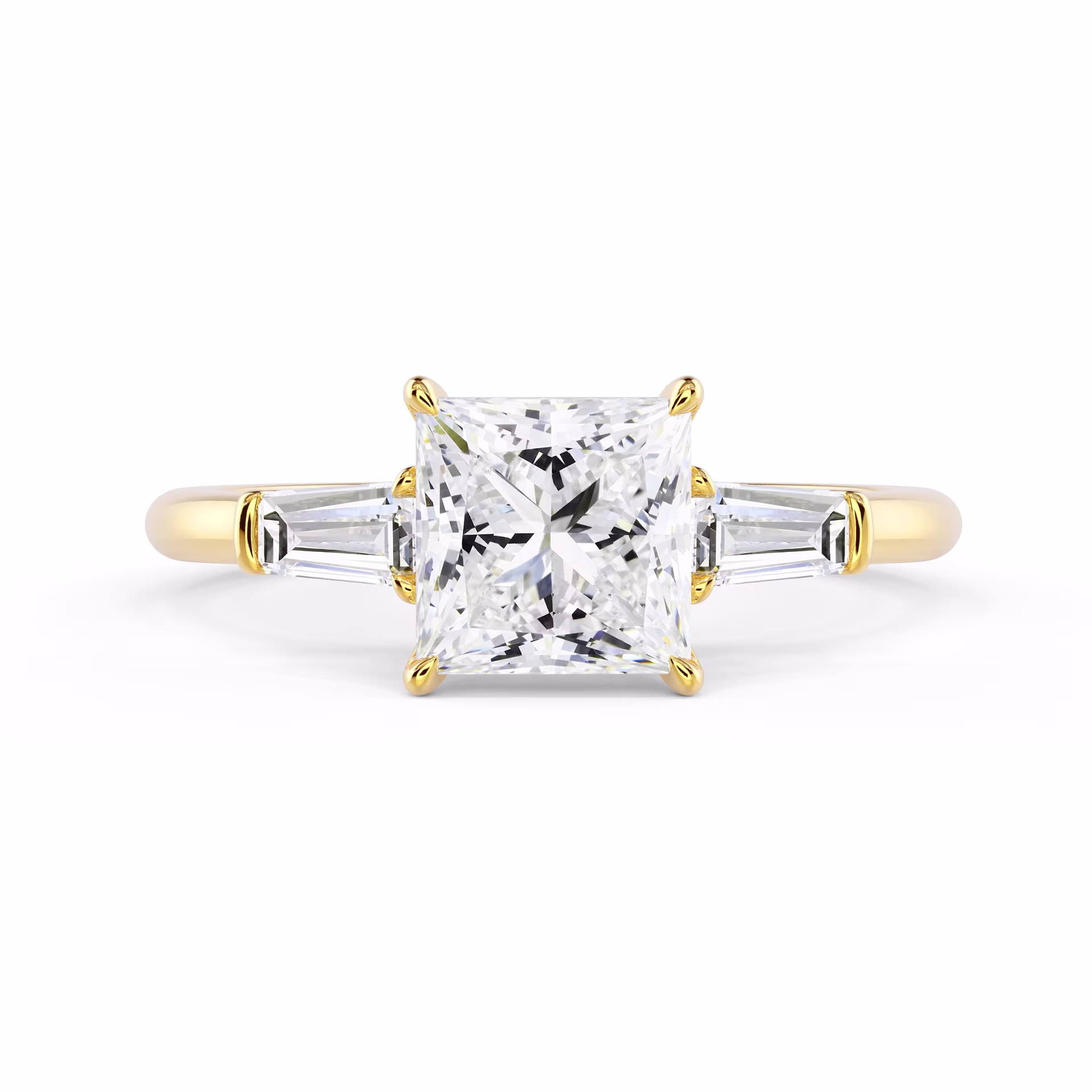 Yellow Gold Princess and Baguette Setting featuring Diamonds (Main View)