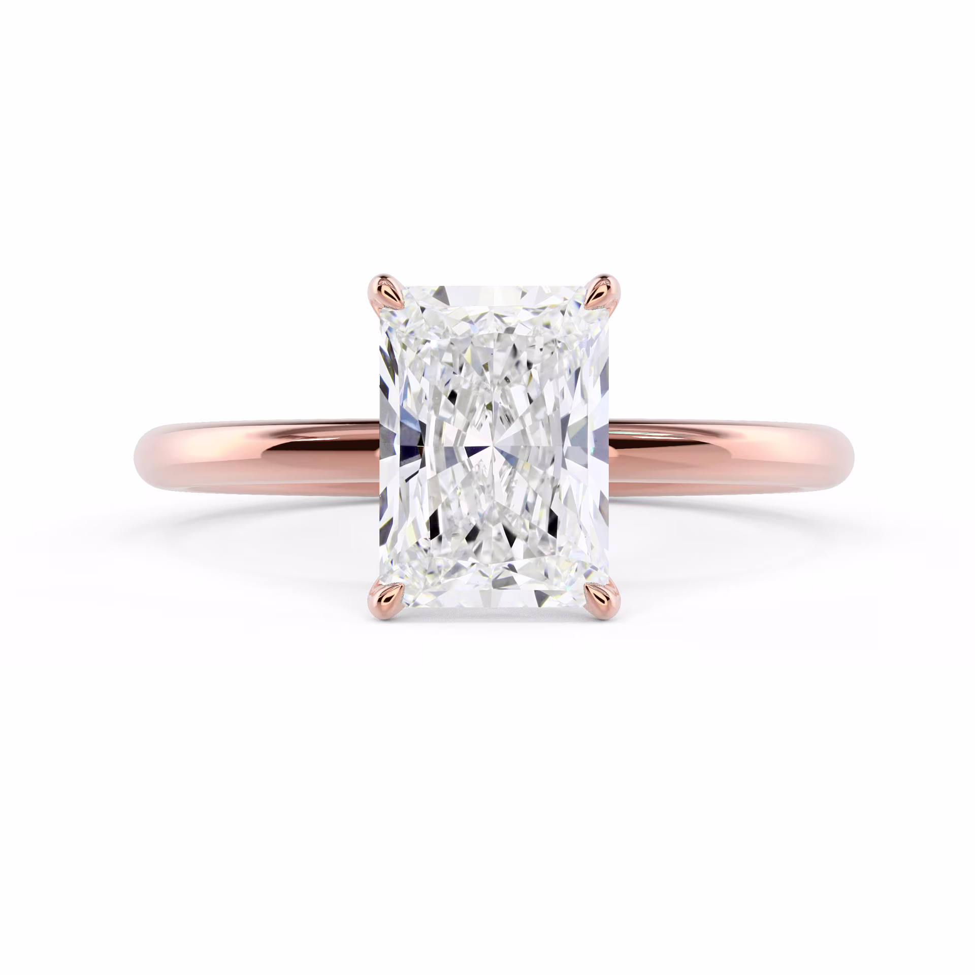 Rose Gold Radiant Classic Four Prong Solitaire featuring Diamonds (Main View)
