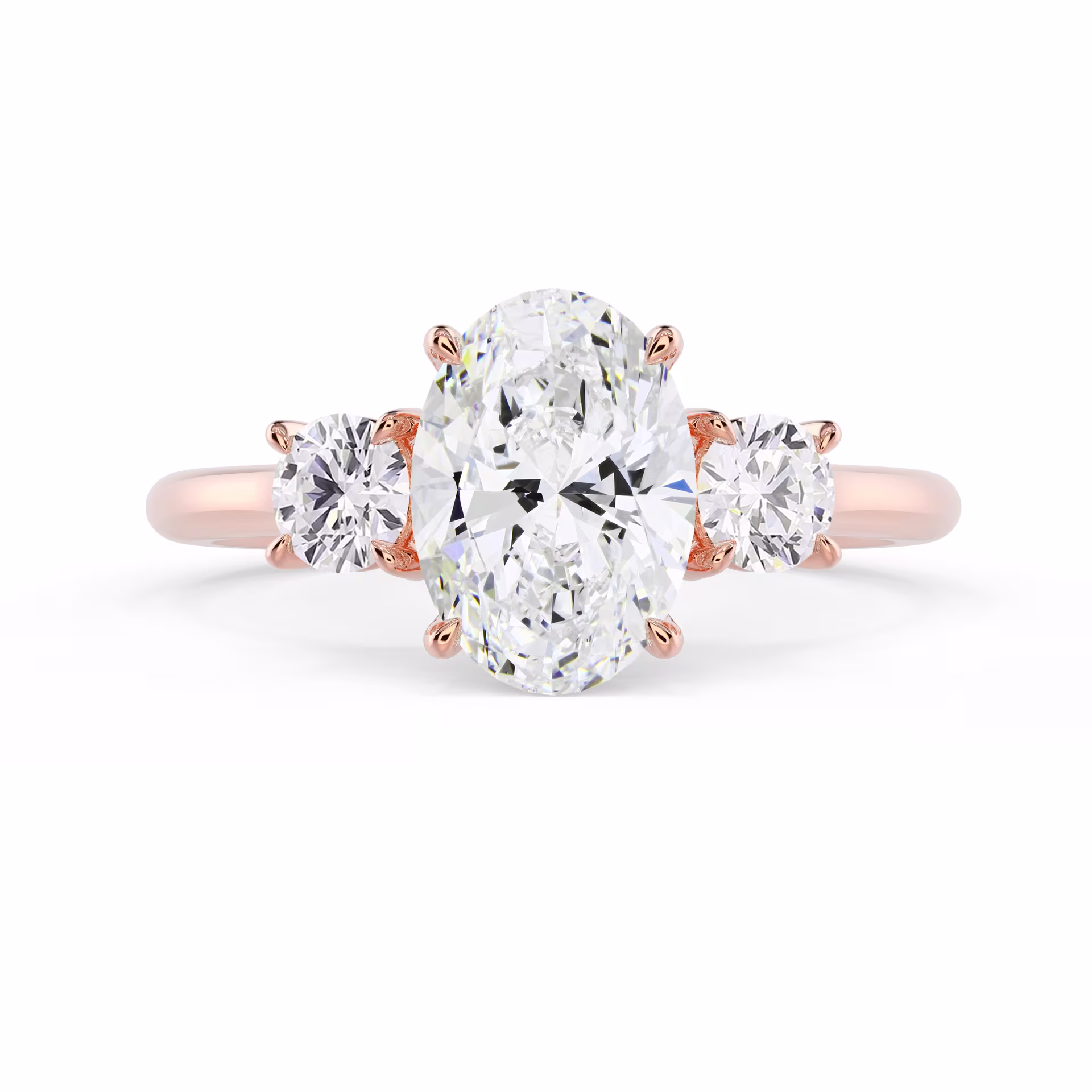 Diamonds set in Rose Gold Oval and Round Setting (Main View)