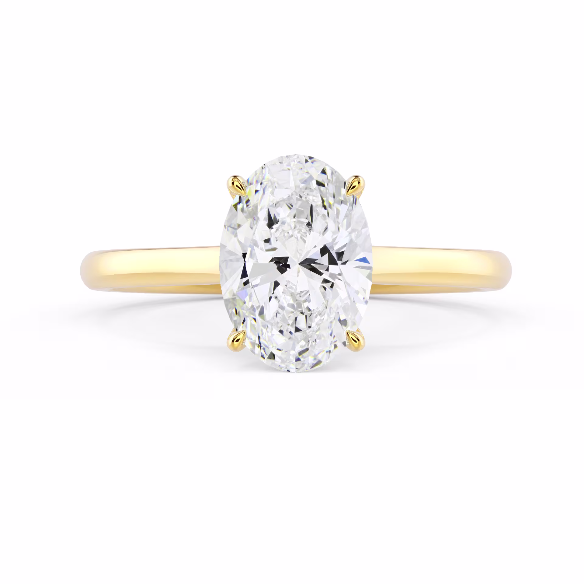 Lab Grown Diamonds Oval Trellis Solitaire Diamond Engagement Ring in Yellow Gold (Main View)