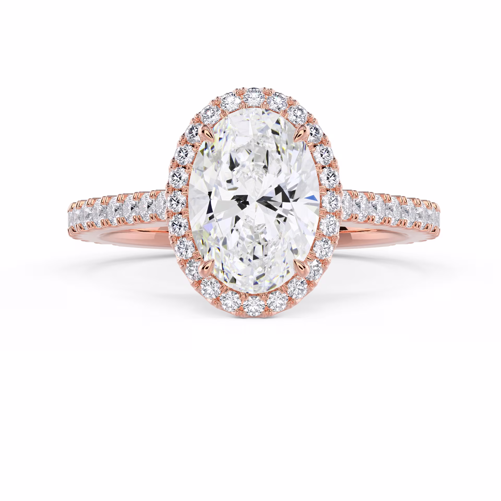 Rose Gold Oval Halo Pavé Setting featuring Lab Diamonds (Main View)