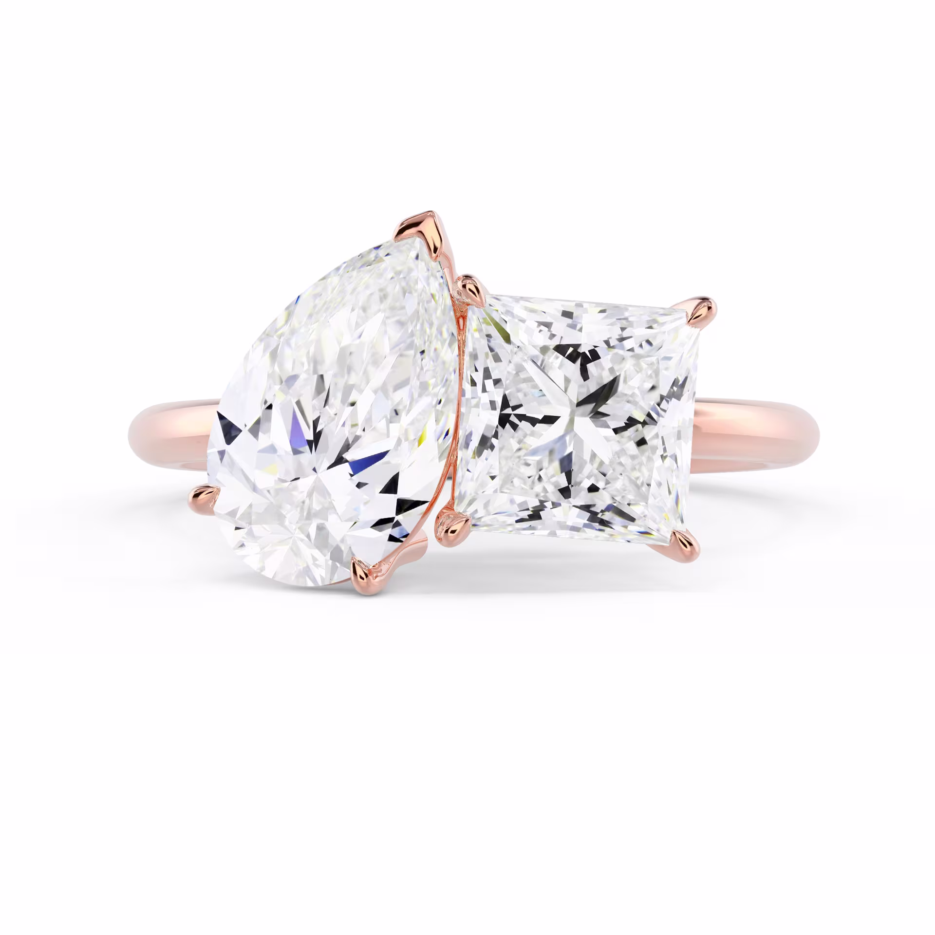 Lab Diamonds set in Rose Gold Toi et Moi Ring (Main View)