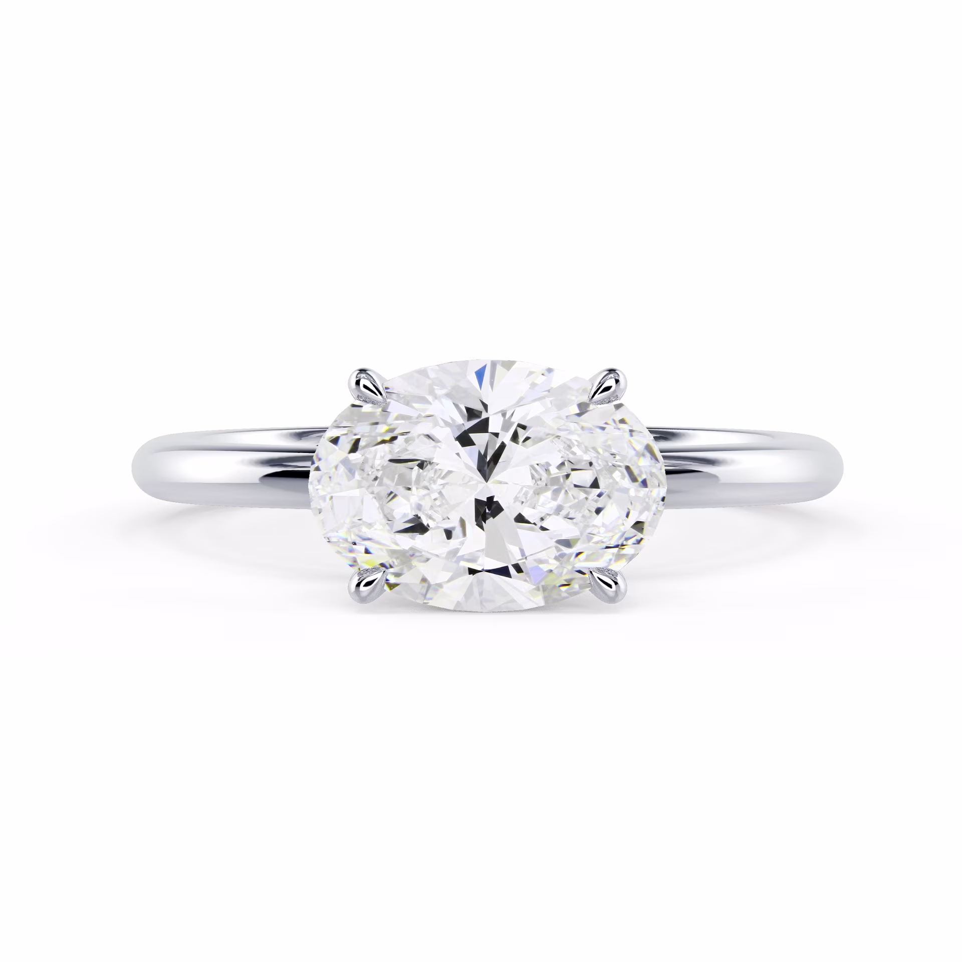 White Gold Oval East-West Solitaire featuring Lab Diamonds (Main View)