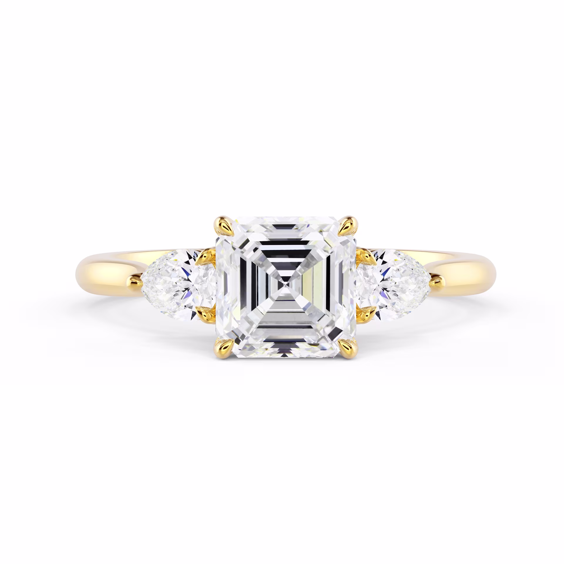 Yellow Gold Asscher and Pear Setting featuring High Quality Lab Grown Diamonds (Main View)