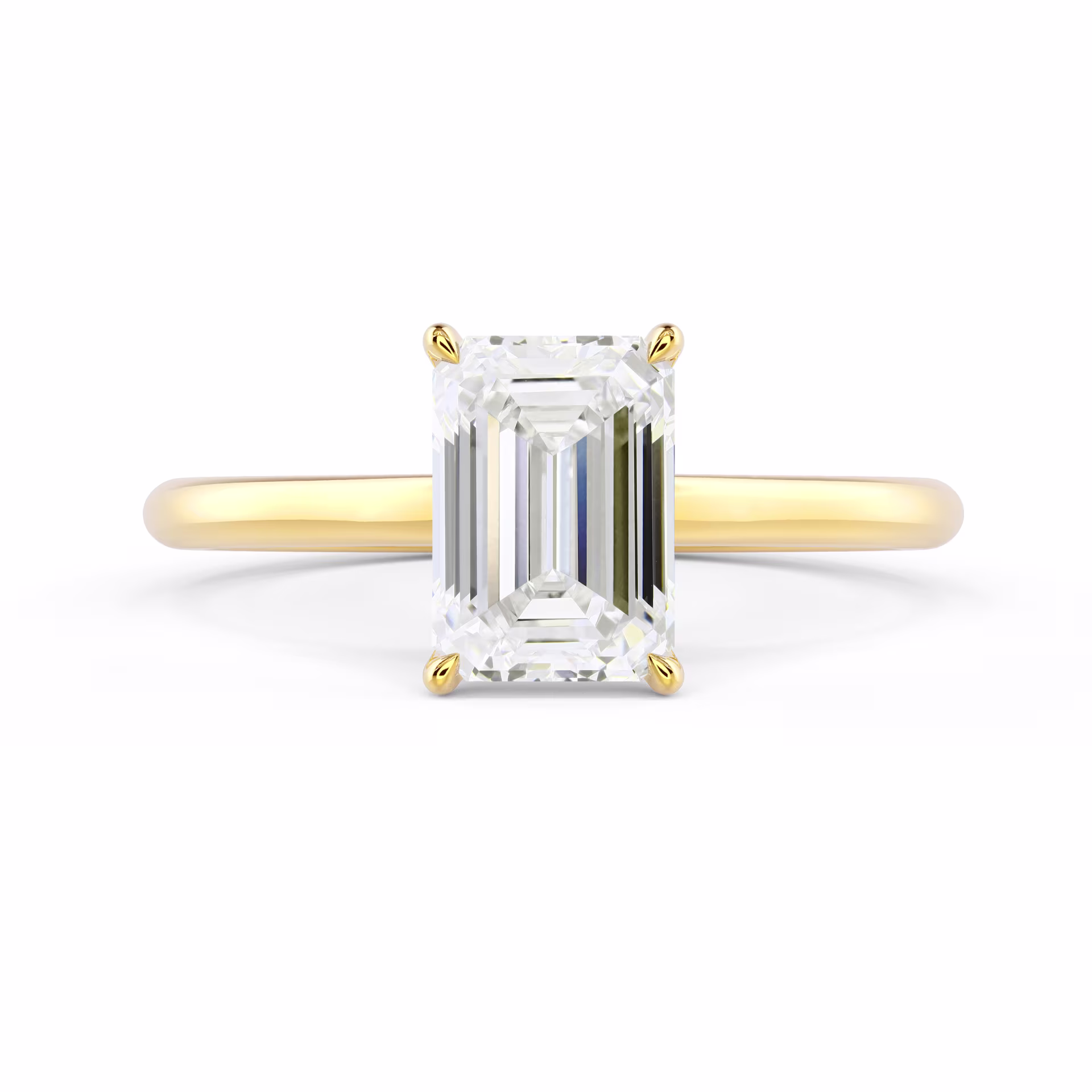 Yellow Gold Emerald Cathedral Solitaire featuring Hand Selected Lab Diamonds (Main View)