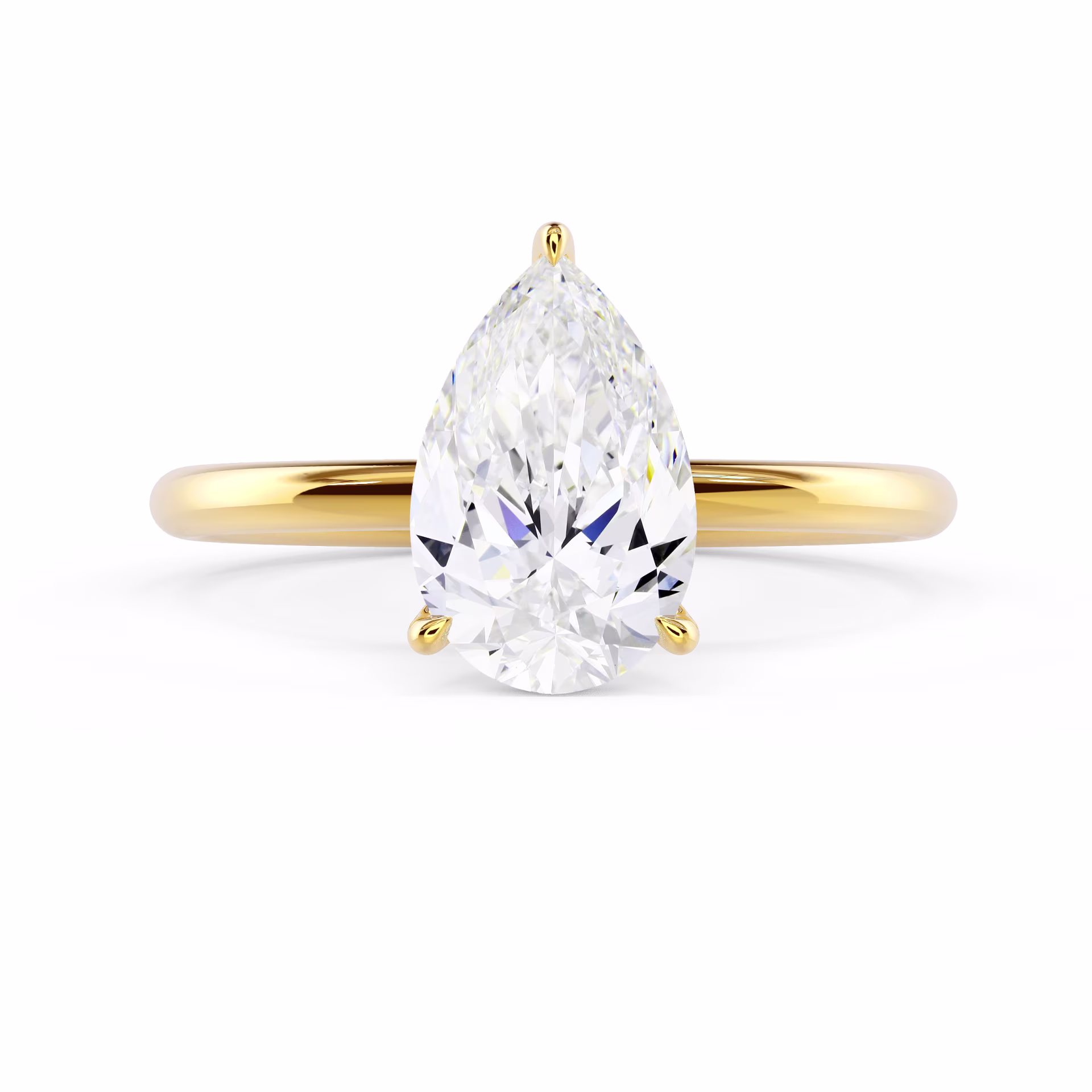 Lab Diamonds Pear Petite Solitaire Diamond Engagement Ring in Yellow Gold (Main View)