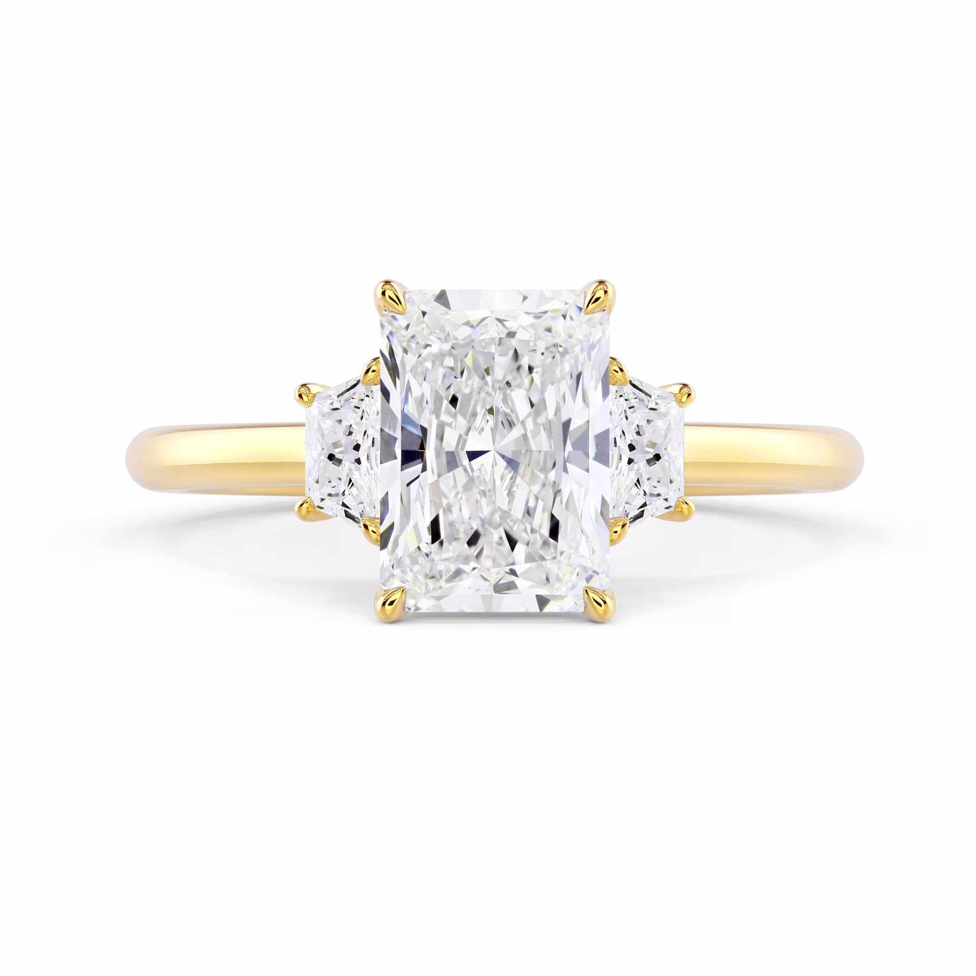 Yellow Gold Radiant and Trapezoid Setting featuring Diamonds (Main View)