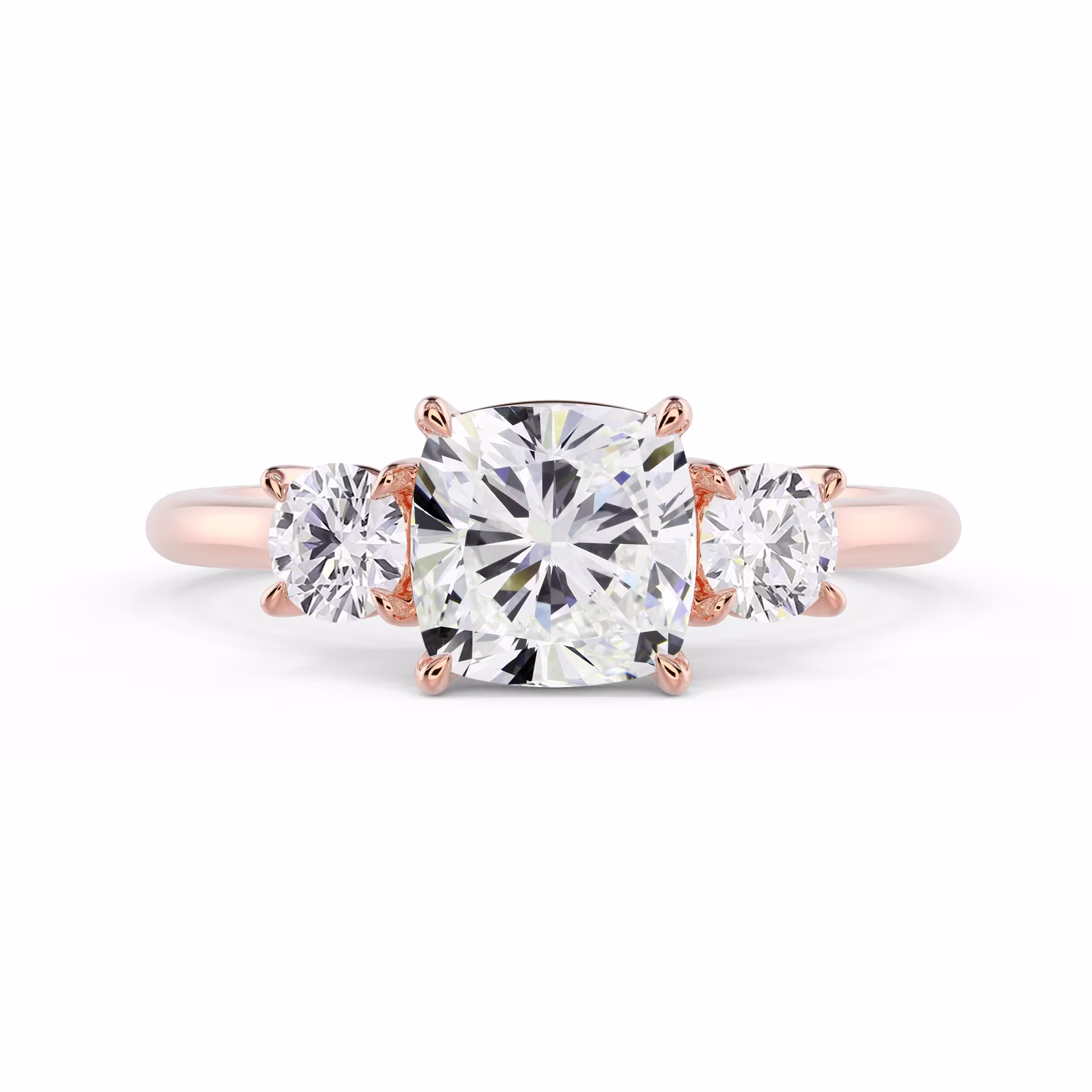 Rose Gold Cushion and Round Setting featuring Diamonds (Main View)