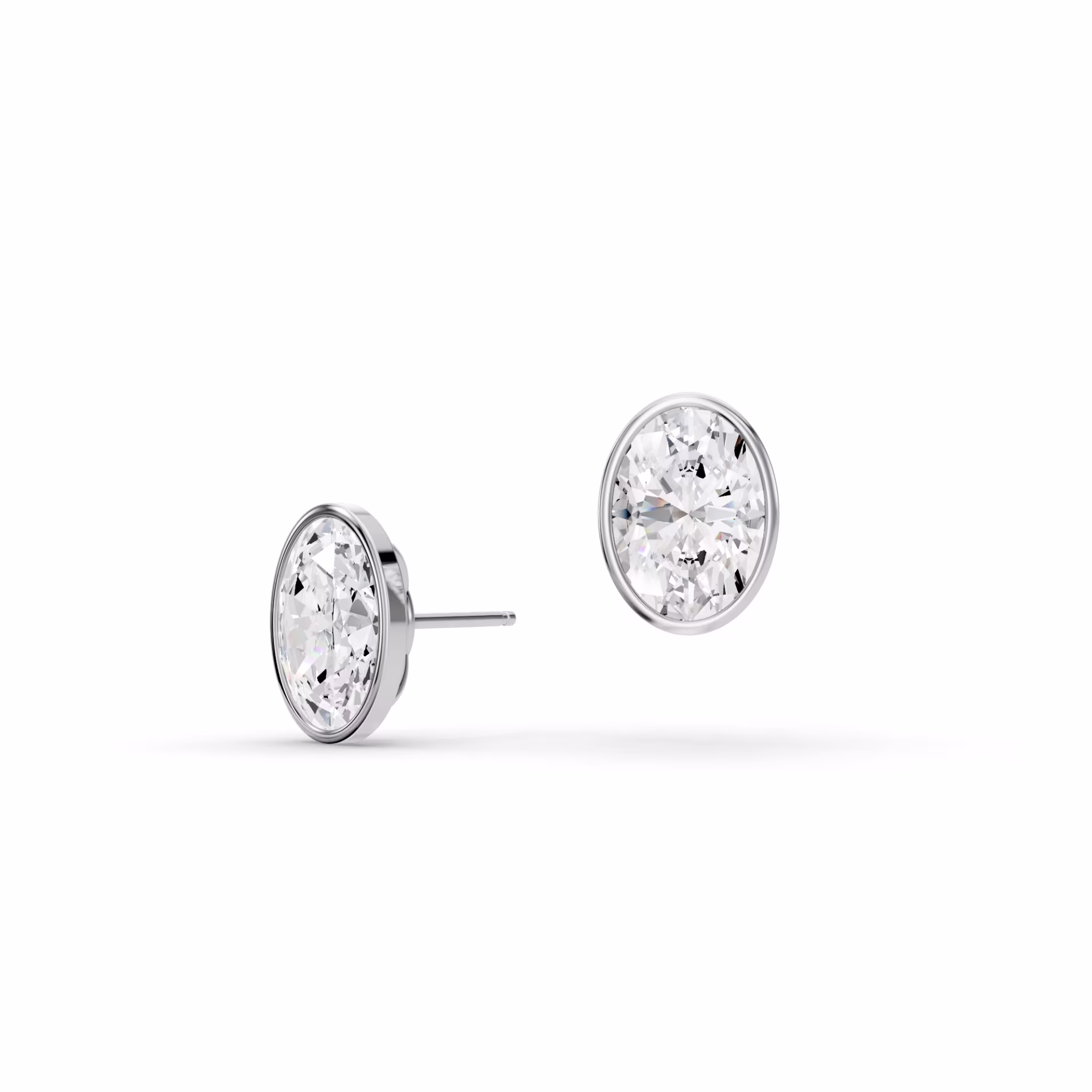 Oval Lab Diamonds in Bezel Stud Earrings