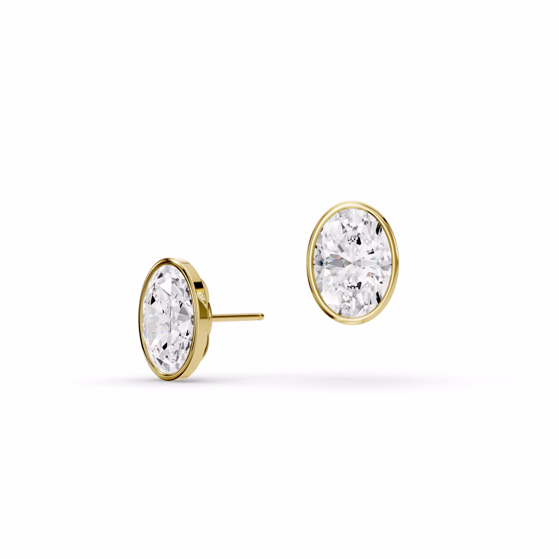 Oval Lab Diamonds in Bezel Stud Earrings