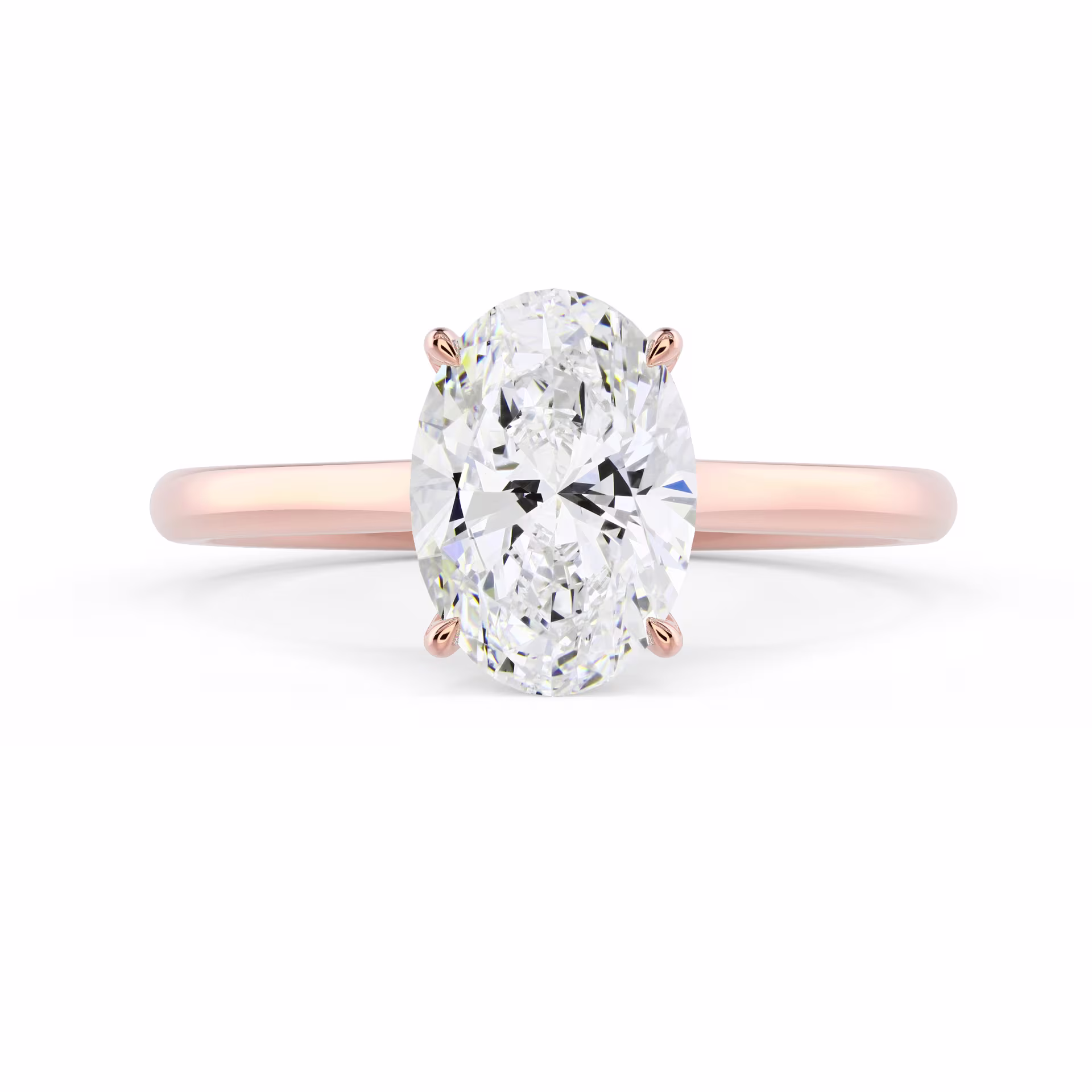 Created Diamonds set in Rose Gold Oval Trellis Solitaire Diamond Engagement Ring (Main View)