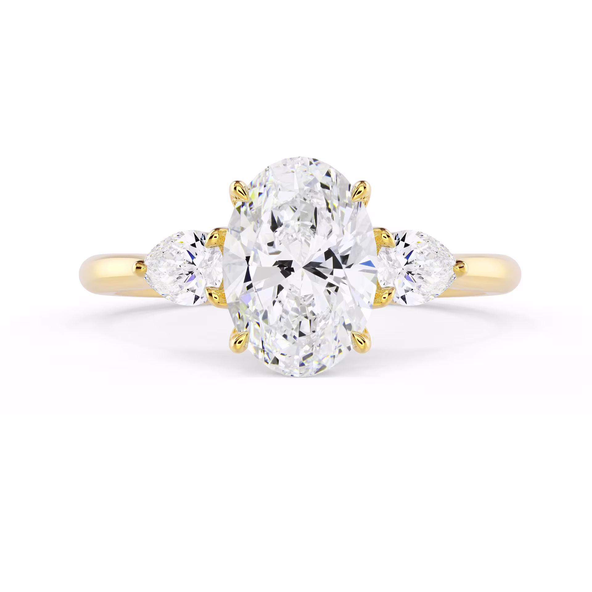 Diamonds set in Yellow Gold Oval and Pear Diamond Engagement Ring (Main View)