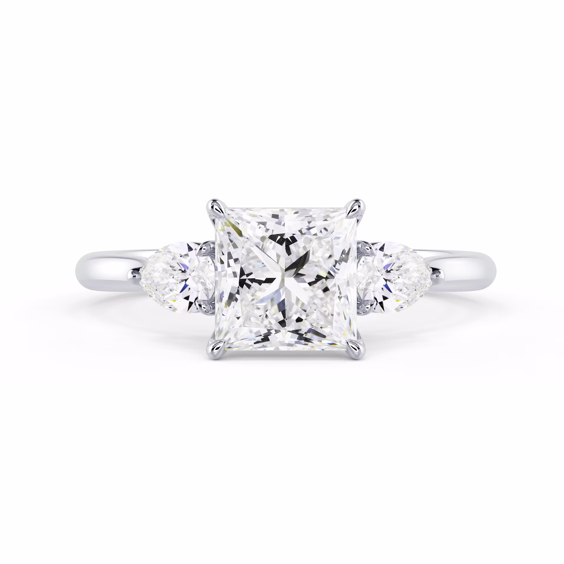 Lab Diamonds set in White Gold Princess and Pear Setting (Main View)