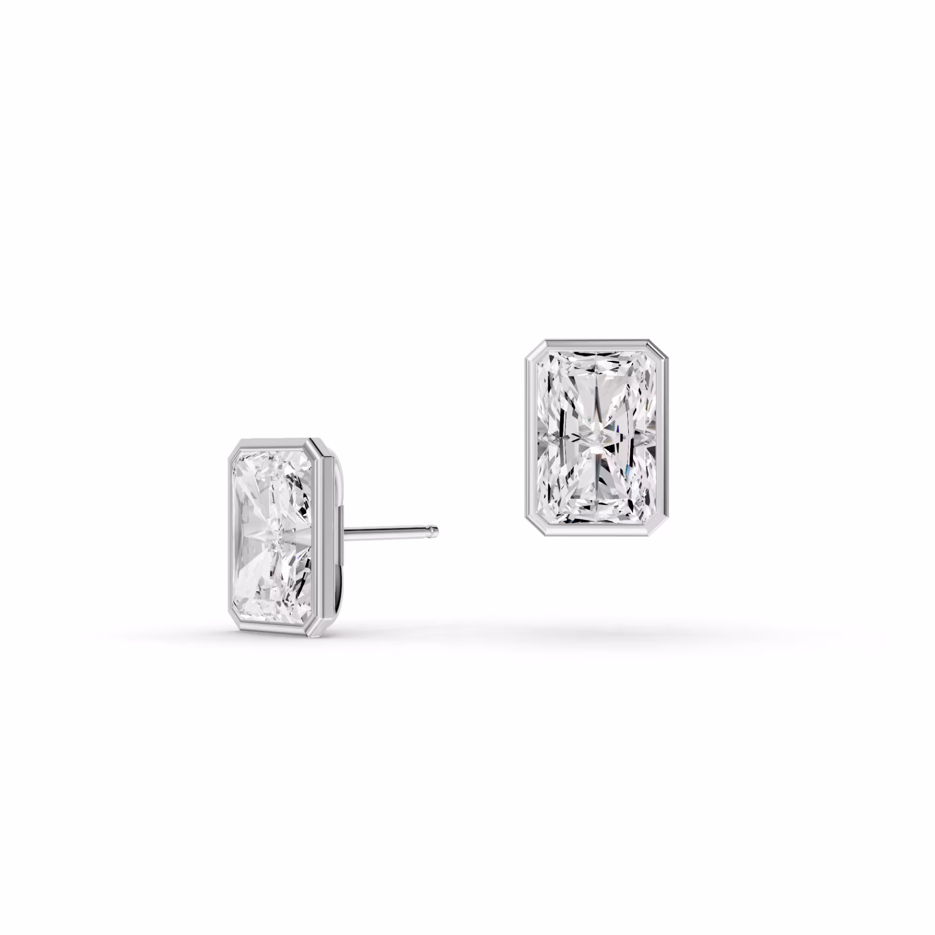 Radiant Lab Diamonds set in Bezel Studs