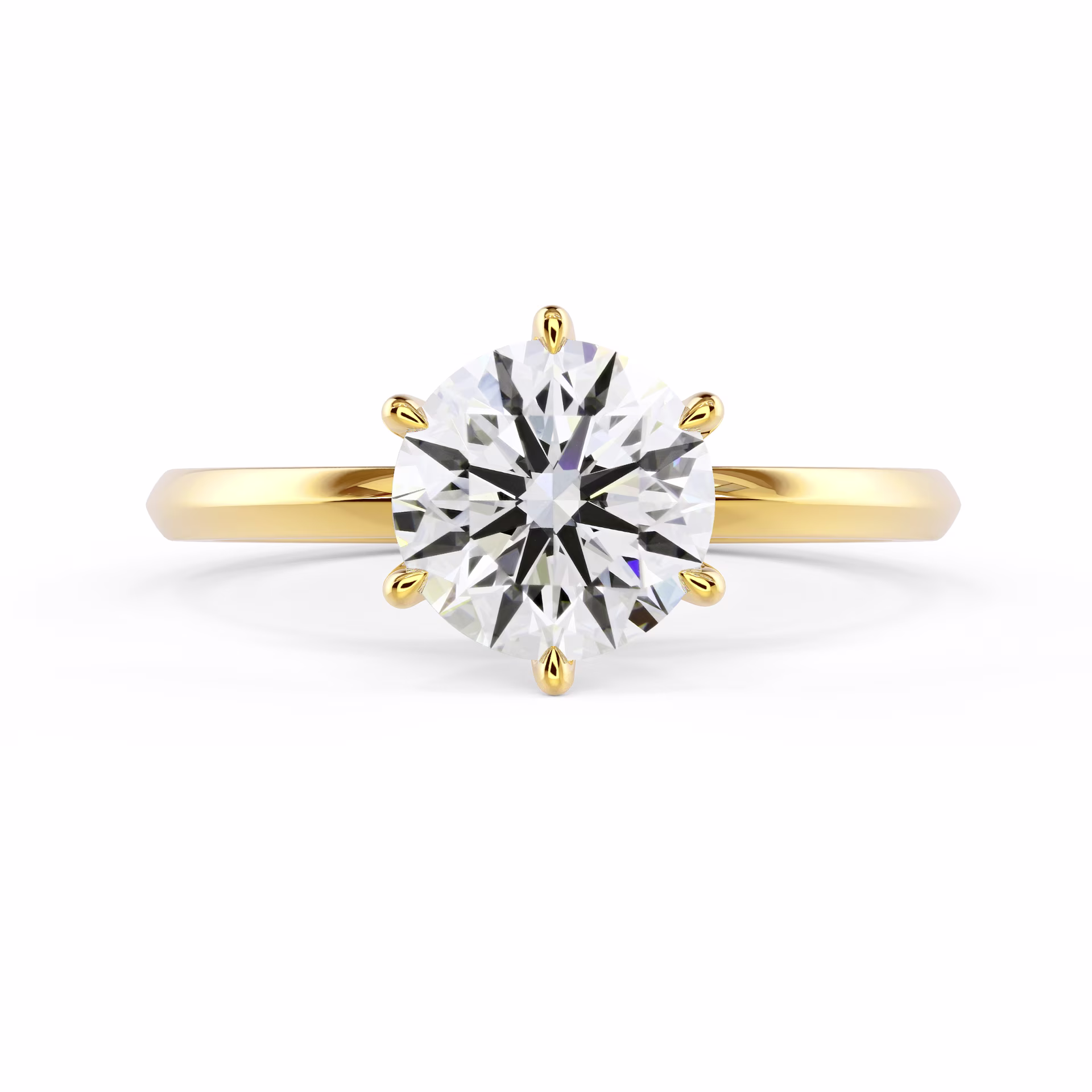 Lab Diamonds Round Classic Six Prong Solitaire in Yellow Gold (Main View)