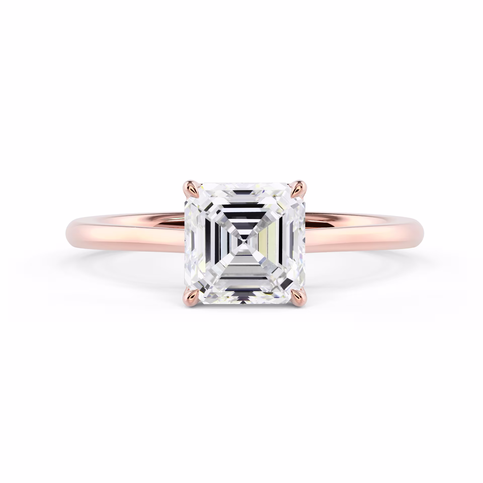 Rose Gold Asscher Cathedral Solitaire featuring Diamonds (Main View)
