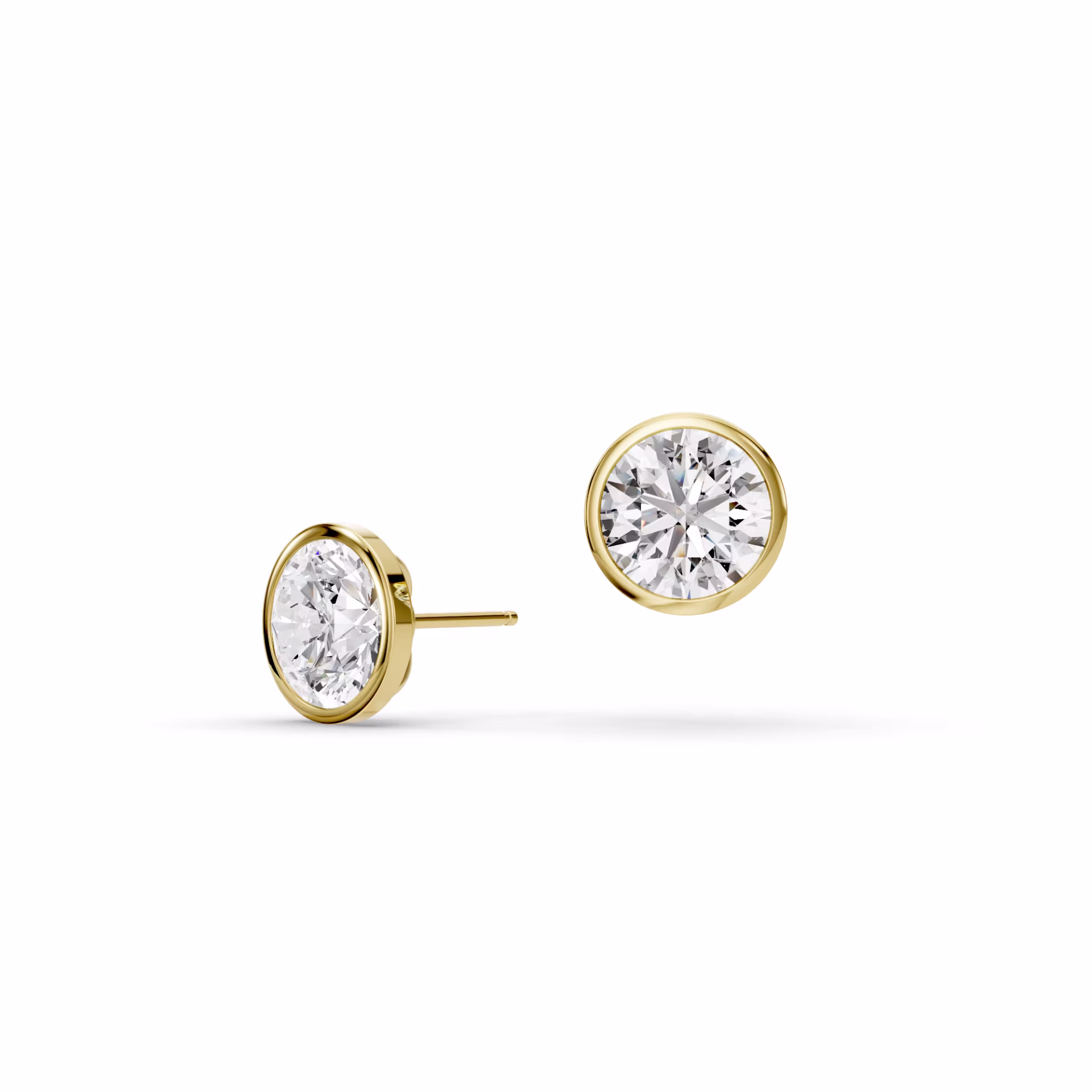 Round Lab Diamonds in Bezel Stud Earrings