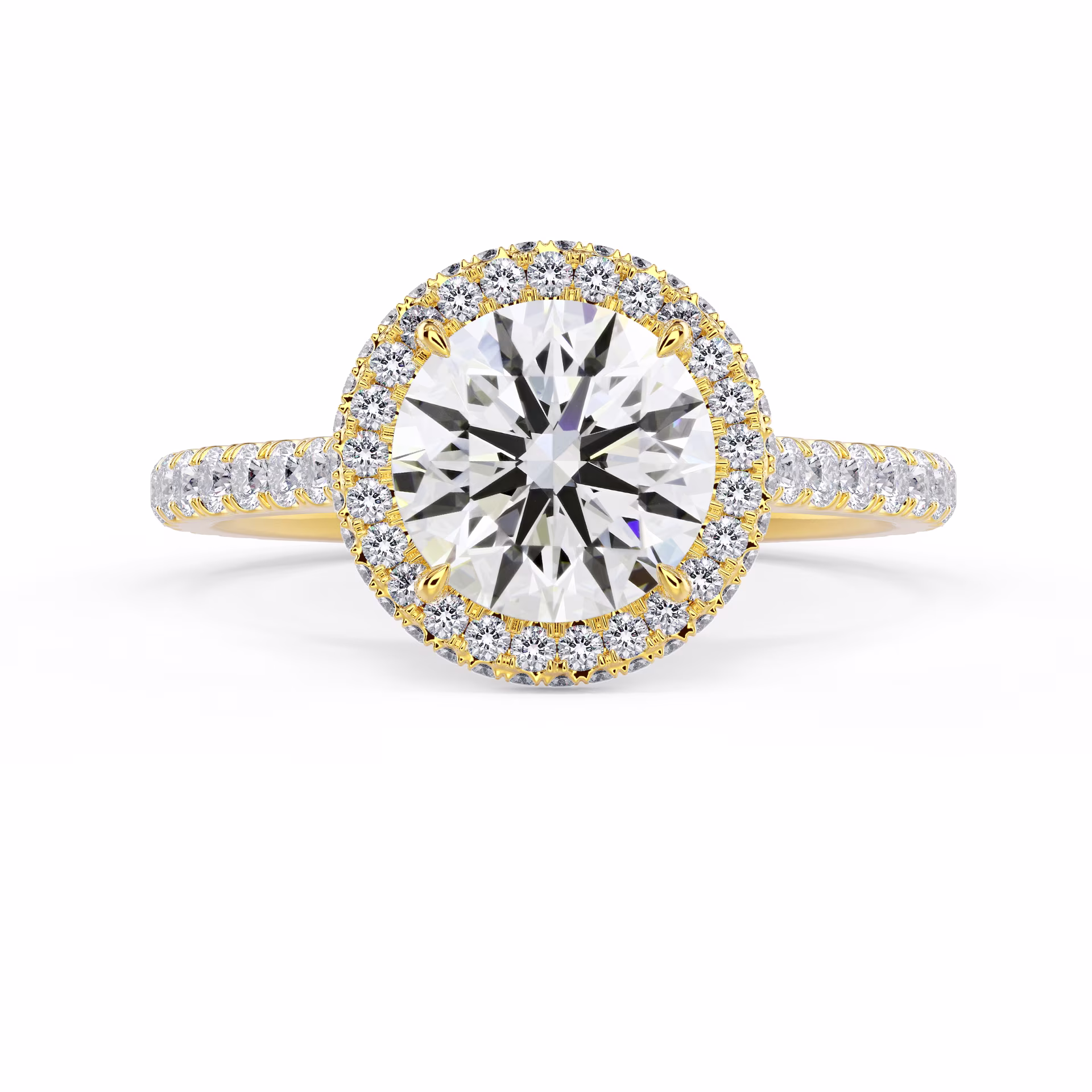 Yellow Gold Double Sided Halo Setting featuring Lab Diamonds (Main View)