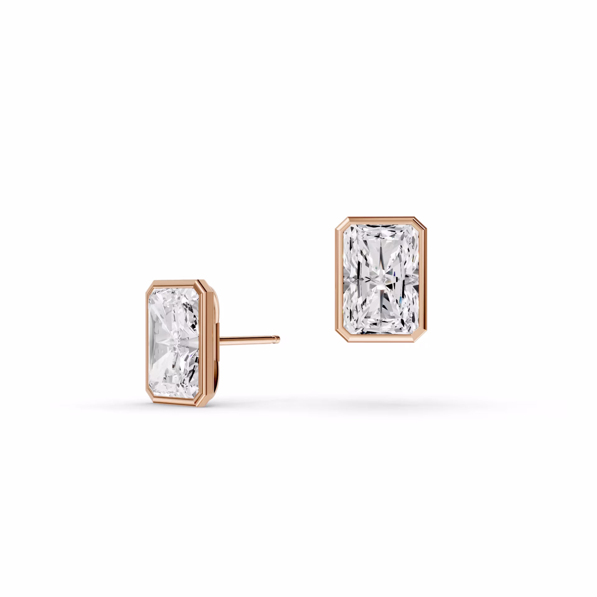 Radiant Lab Diamonds set in Bezel Studs