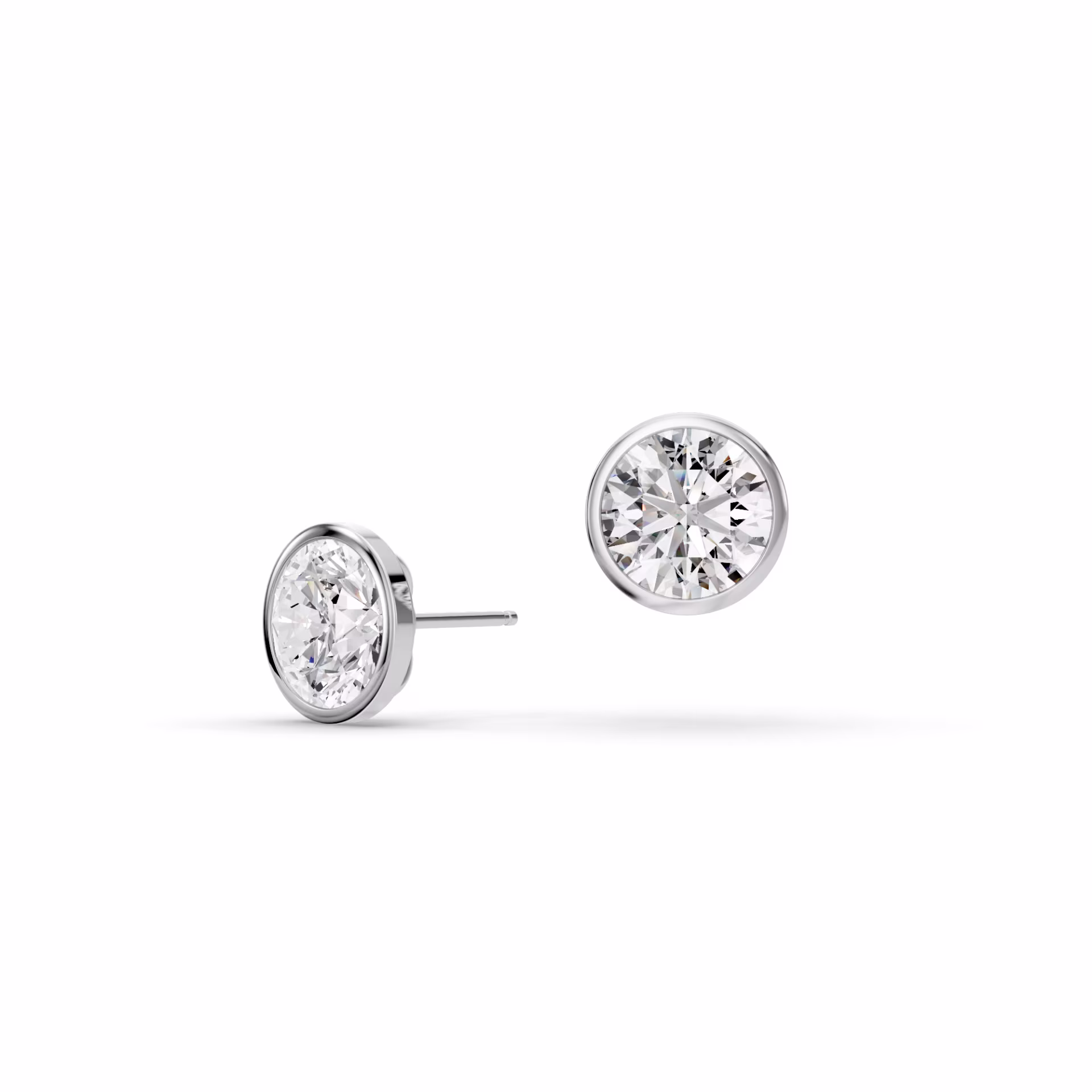 Round Lab Diamonds in Bezel Stud Earrings