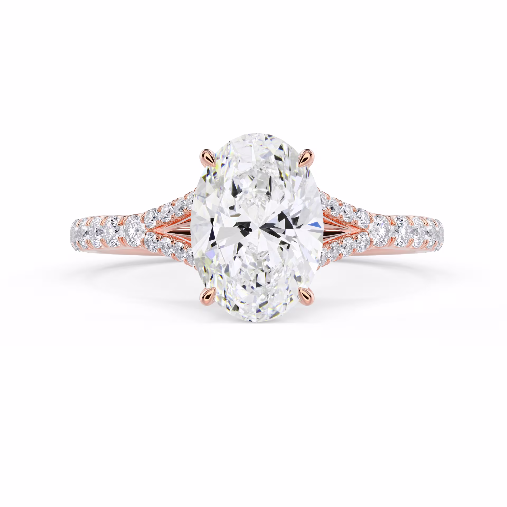 Rose Gold Trellis Split Shank Diamond Engagement Ring featuring Lab Grown Diamonds (Main View)