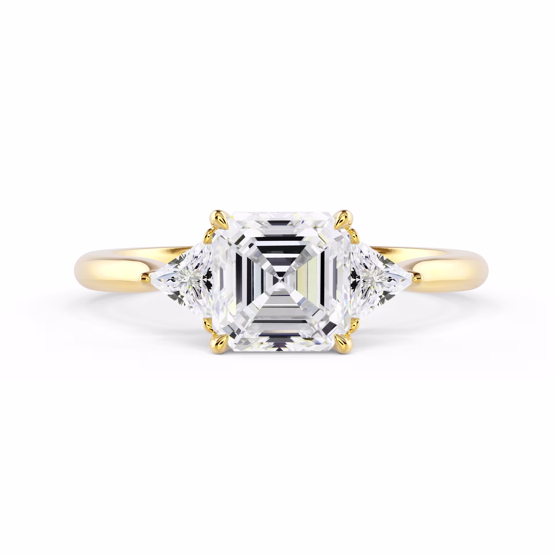Yellow Gold Asscher and Trillion Setting featuring Exceptional Quality Diamonds (Main View)