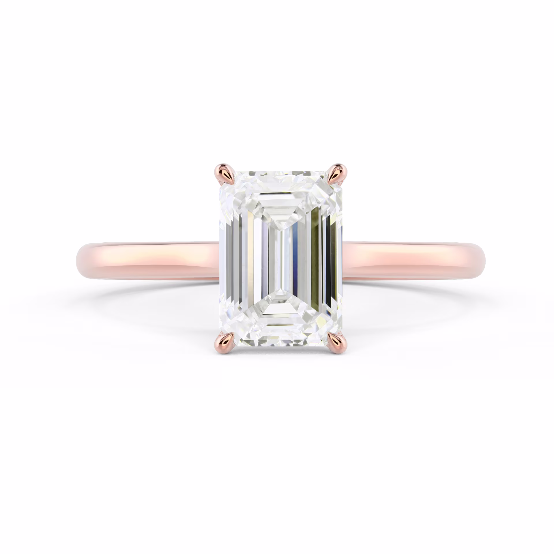 Lab Diamonds Emerald Trellis Solitaire Diamond Engagement Ring in Rose Gold (Main View)