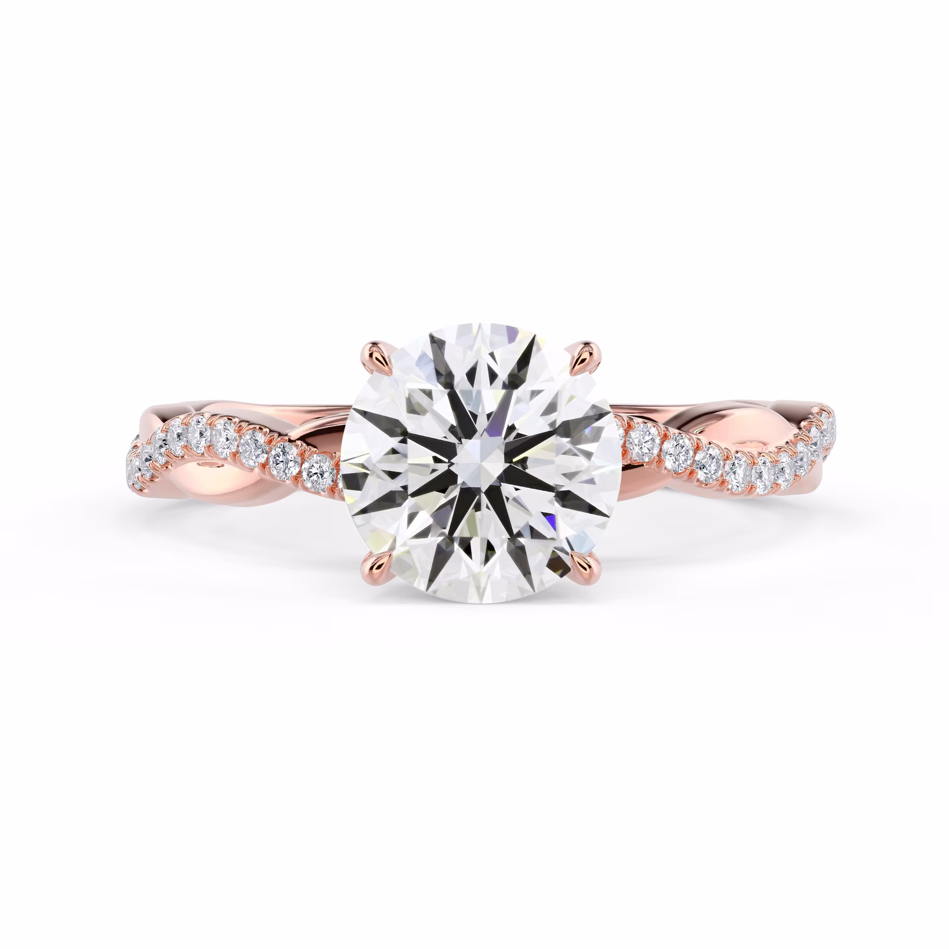 Rose Gold Infinity Twist Diamond Engagement Ring featuring Diamonds (Main View)