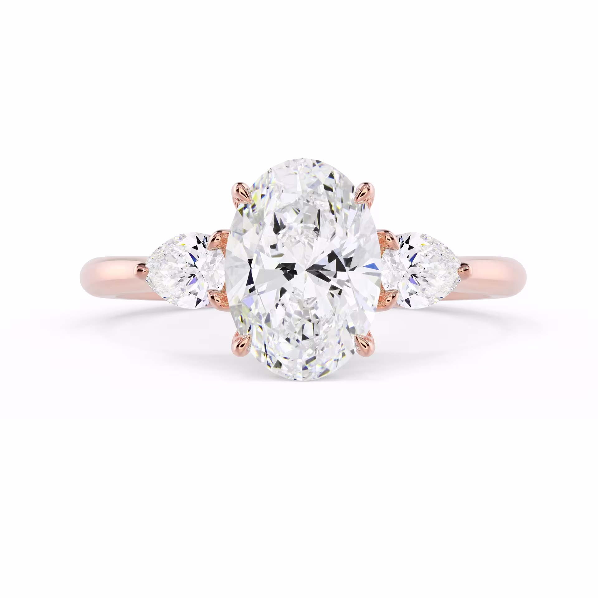 Lab Diamonds set in Rose Gold Oval and Pear Setting (Main View)