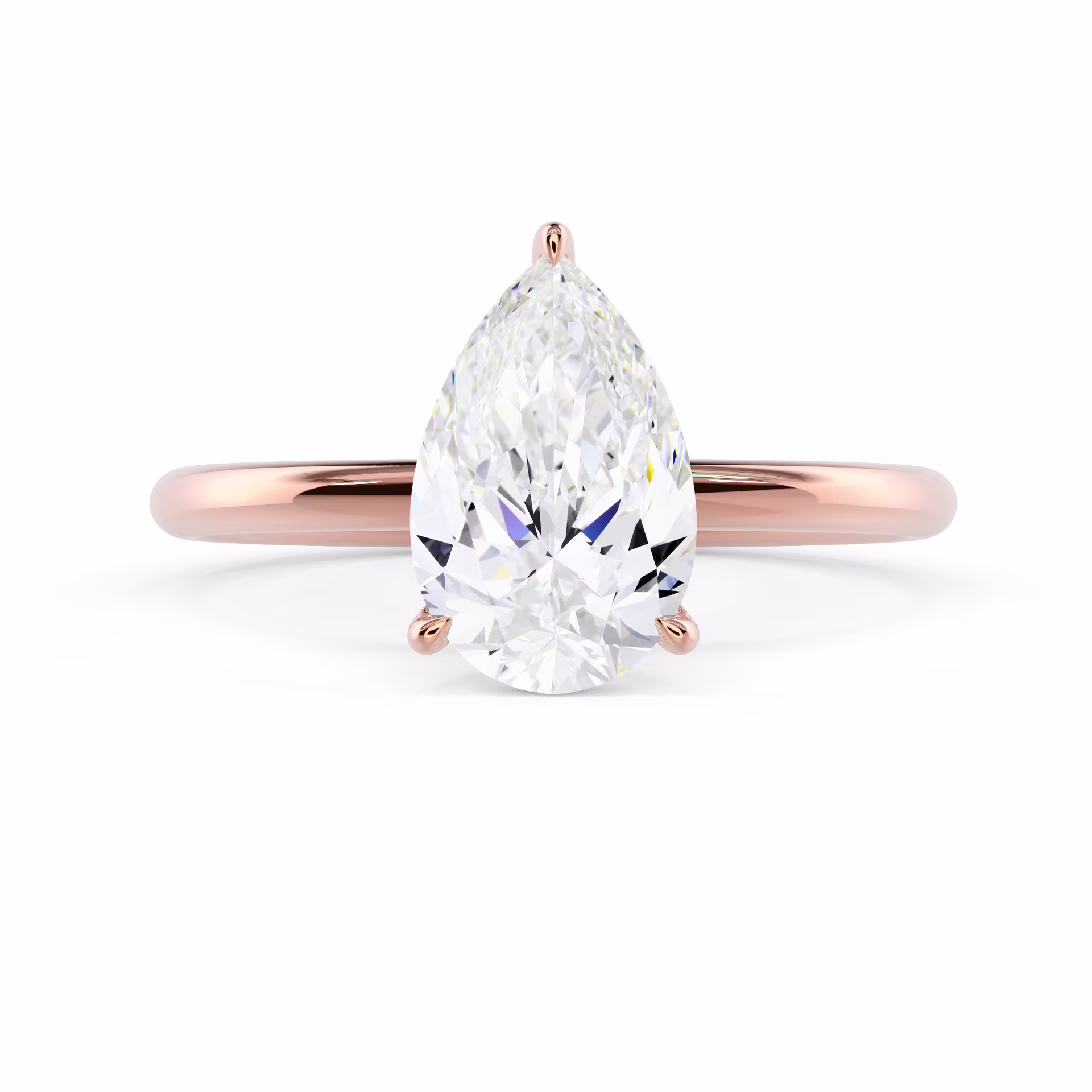 Lab Created Diamonds Pear Petite Solitaire Diamond Engagement Ring in Rose Gold (Main View)