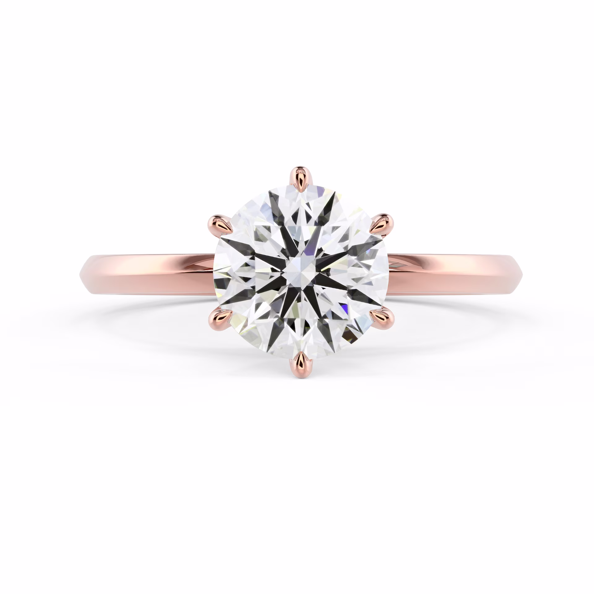 Diamonds Round Classic Six Prong Solitaire Diamond Engagement Ring in Rose Gold (Main View)