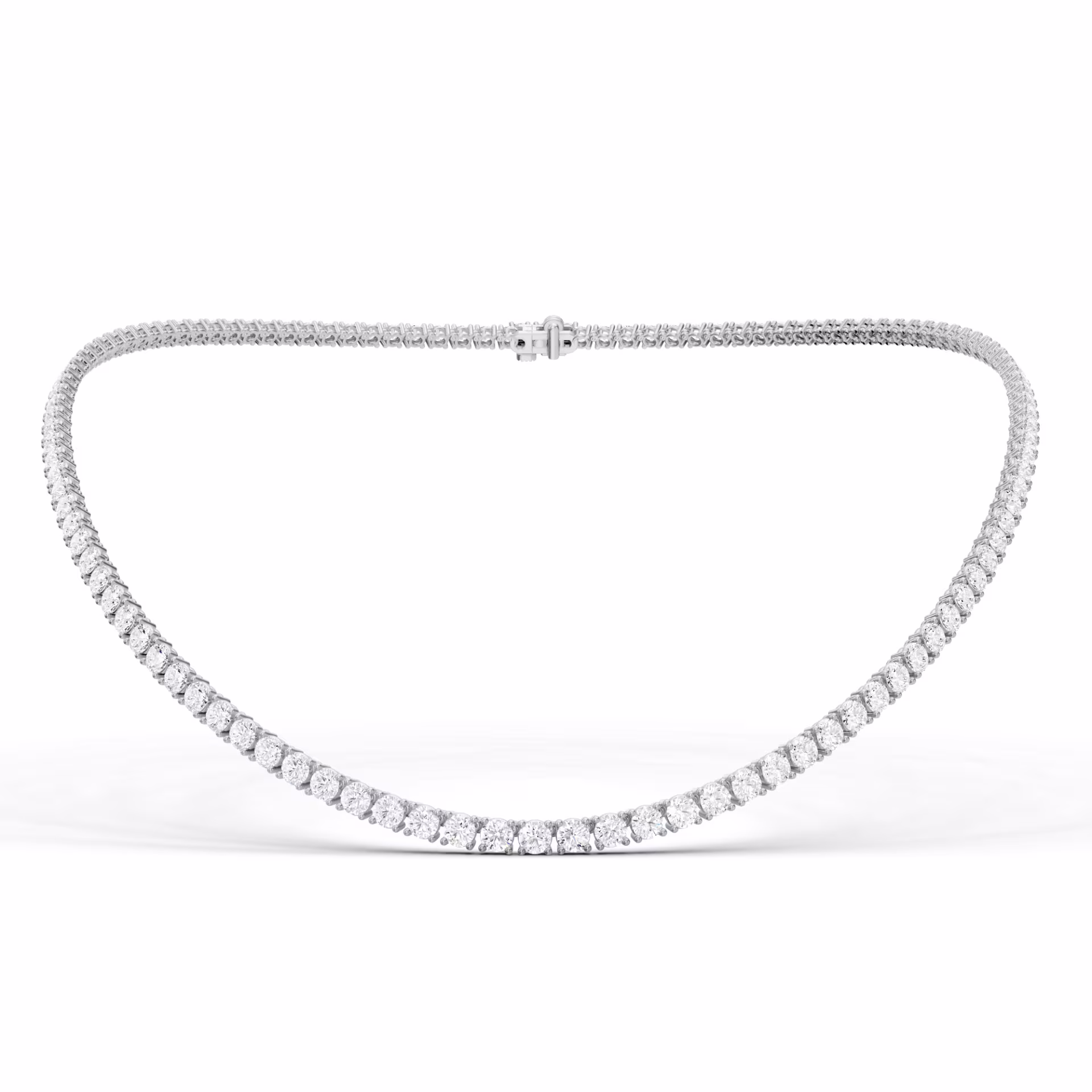 Lab Diamond Four Prong Tennis Necklace featuring Round Diamonds