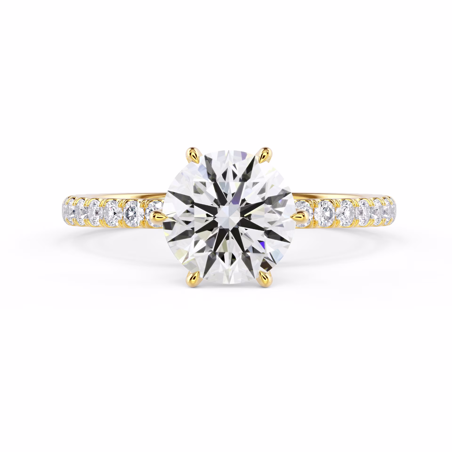 Round Diamonds Diamond Collar Pavé Diamond Engagement Ring in Yellow Gold (Main View)
